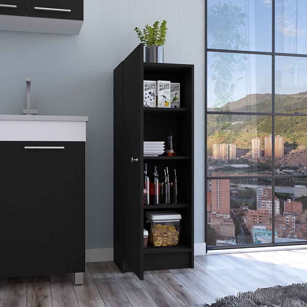 Pantry Miami, Single Door Cabinet, Black Wengue Finish