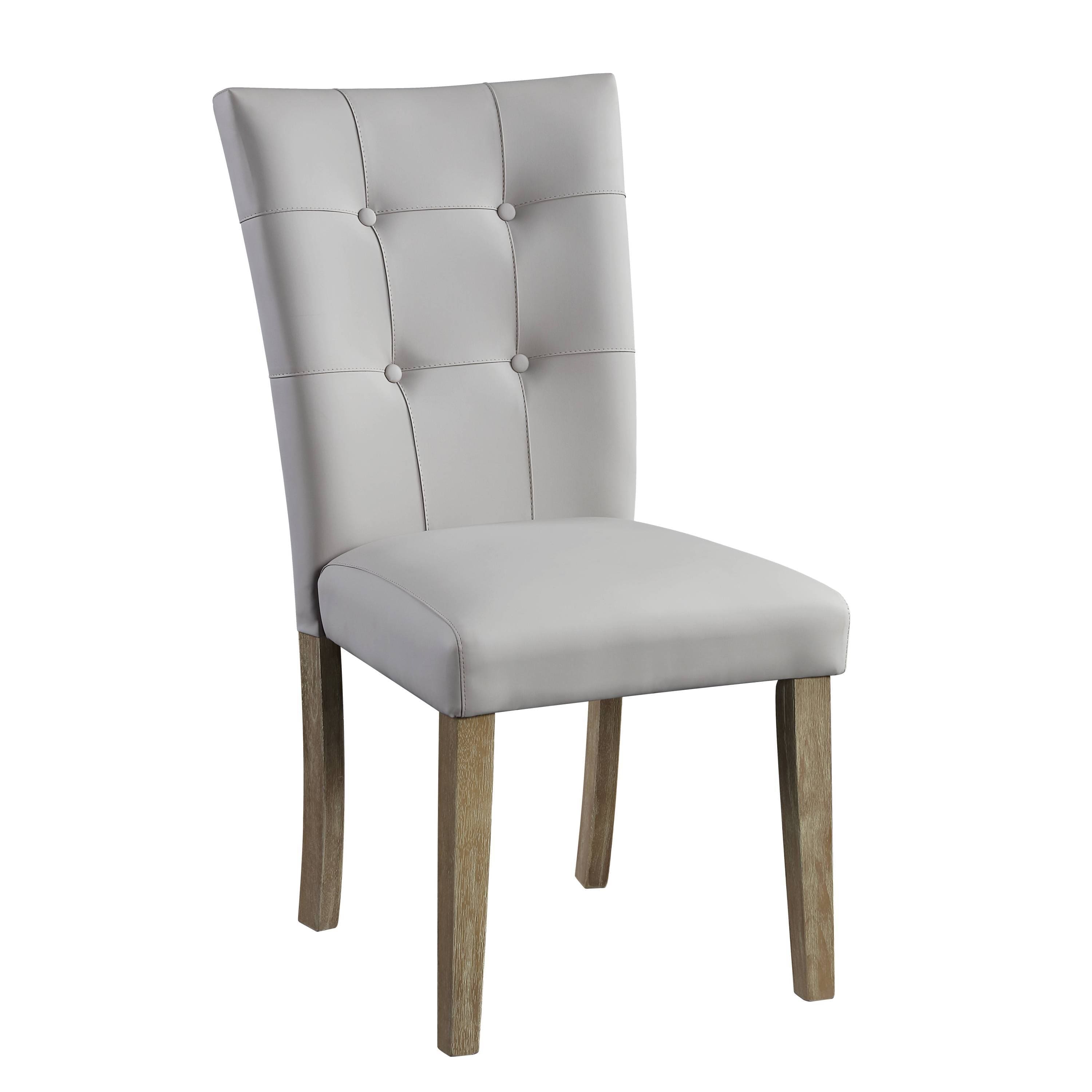 ACME Charnell Side Chair (Set-2) in Gary PU & Oak Finish DN00554