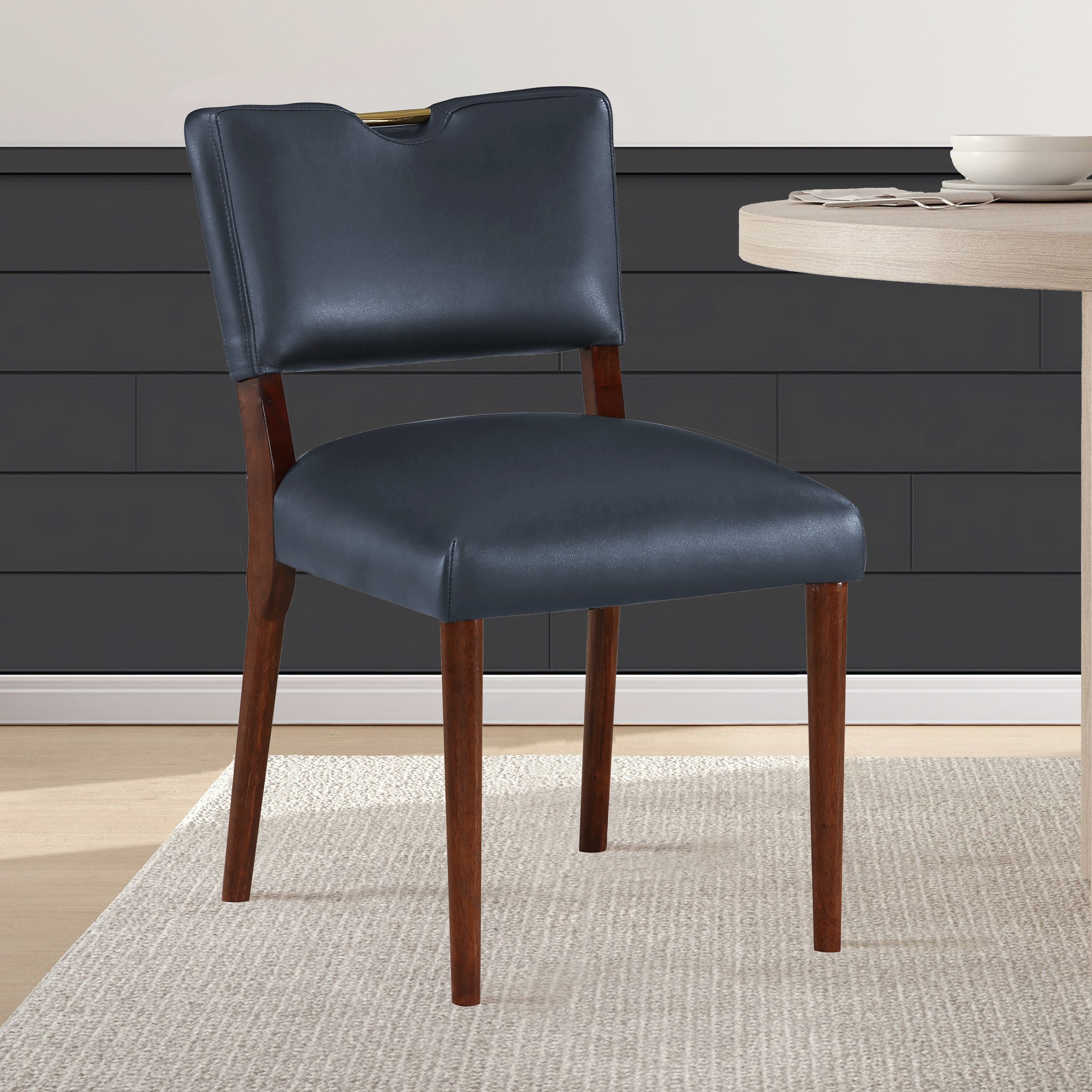 Bryson Midnight Blue Faux Leather Dining Chair - Set of 2