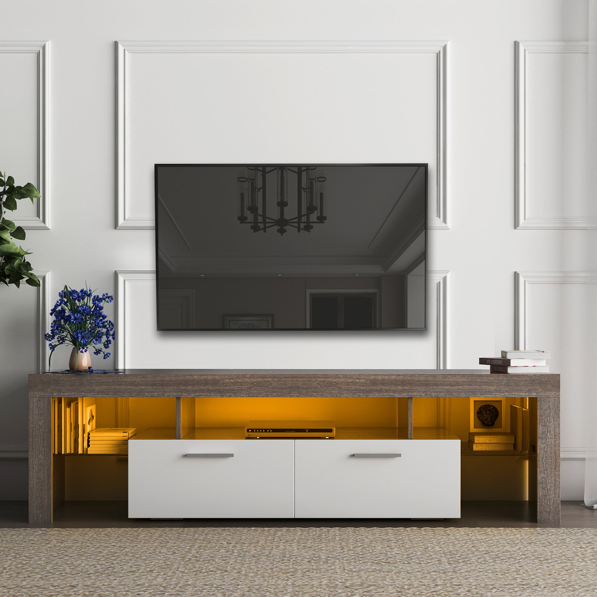 Modern TV stand  Brown + white TV bracket