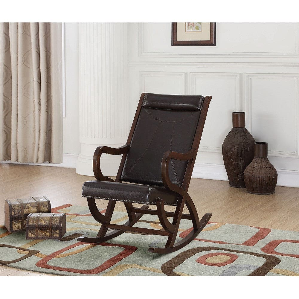 ACME Triton Rocking Chair in Espresso PU & Walnut 59535