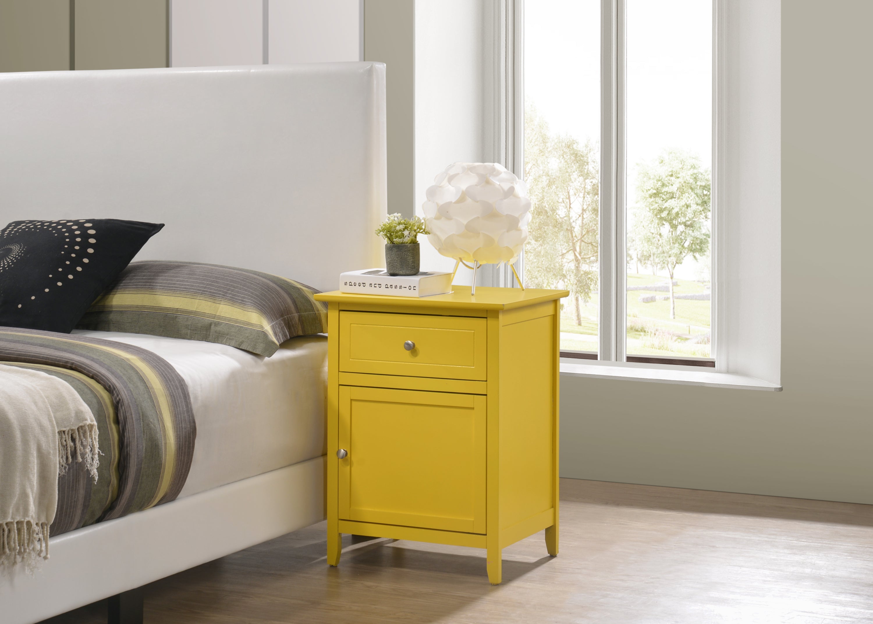 Glory Furniture Izzy G1402-N 1 Drawer /1 Door Nightstand , Yellow