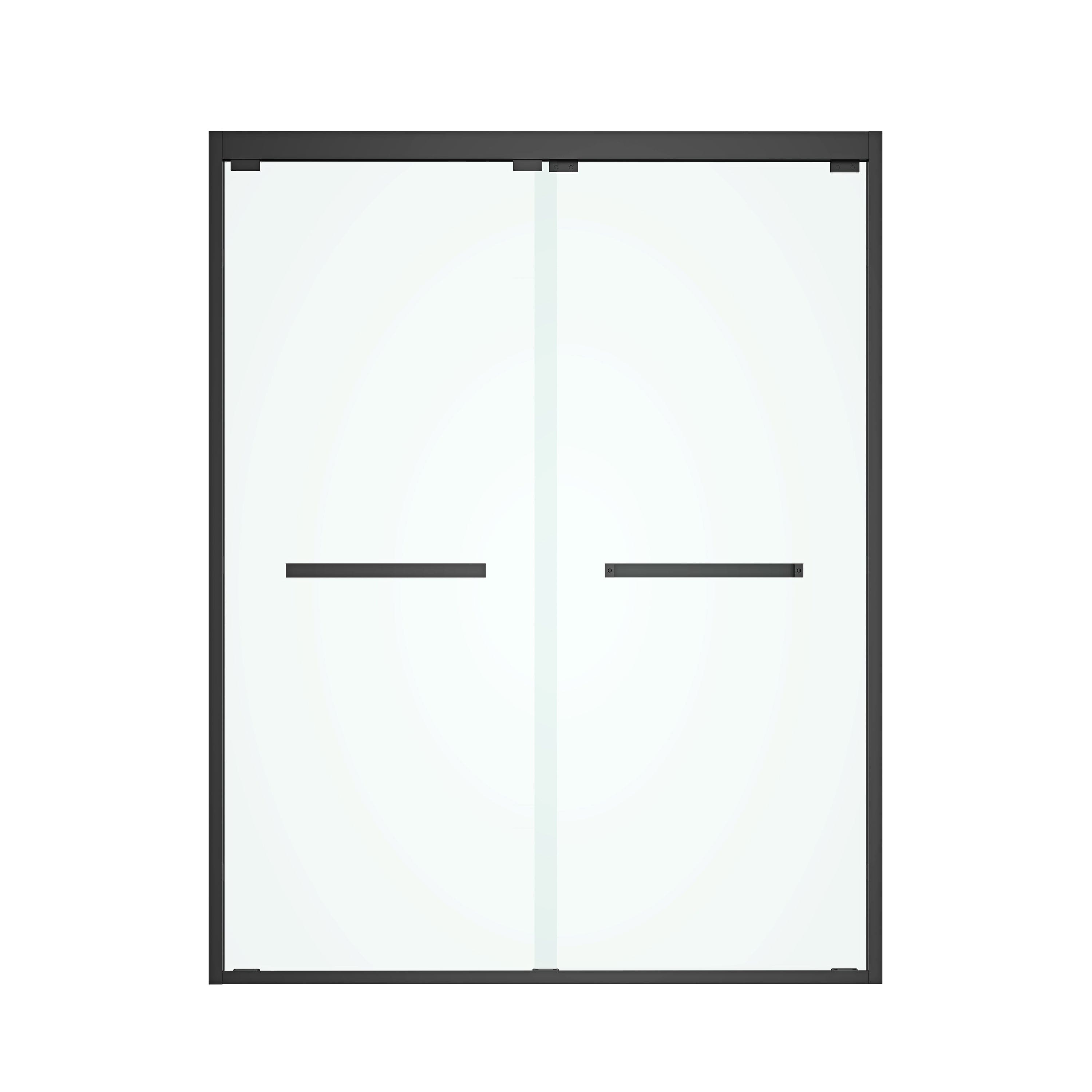 60 in. W x 76 in. HSliding Framed Shower Door in Black Finish with Clear Glass