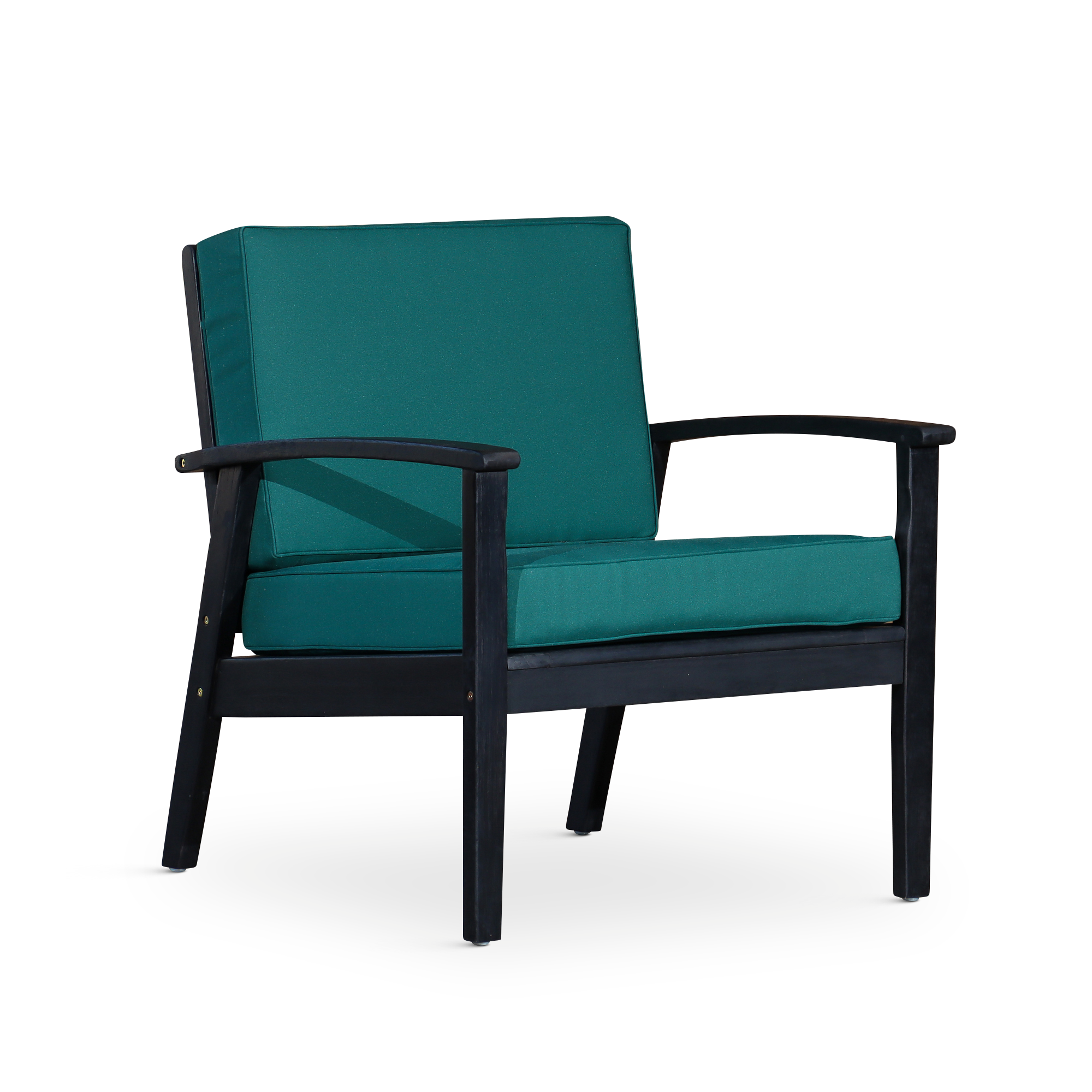 Deep Seat Eucalyptus Chair, Espresso Finish, Dark Green Cushions