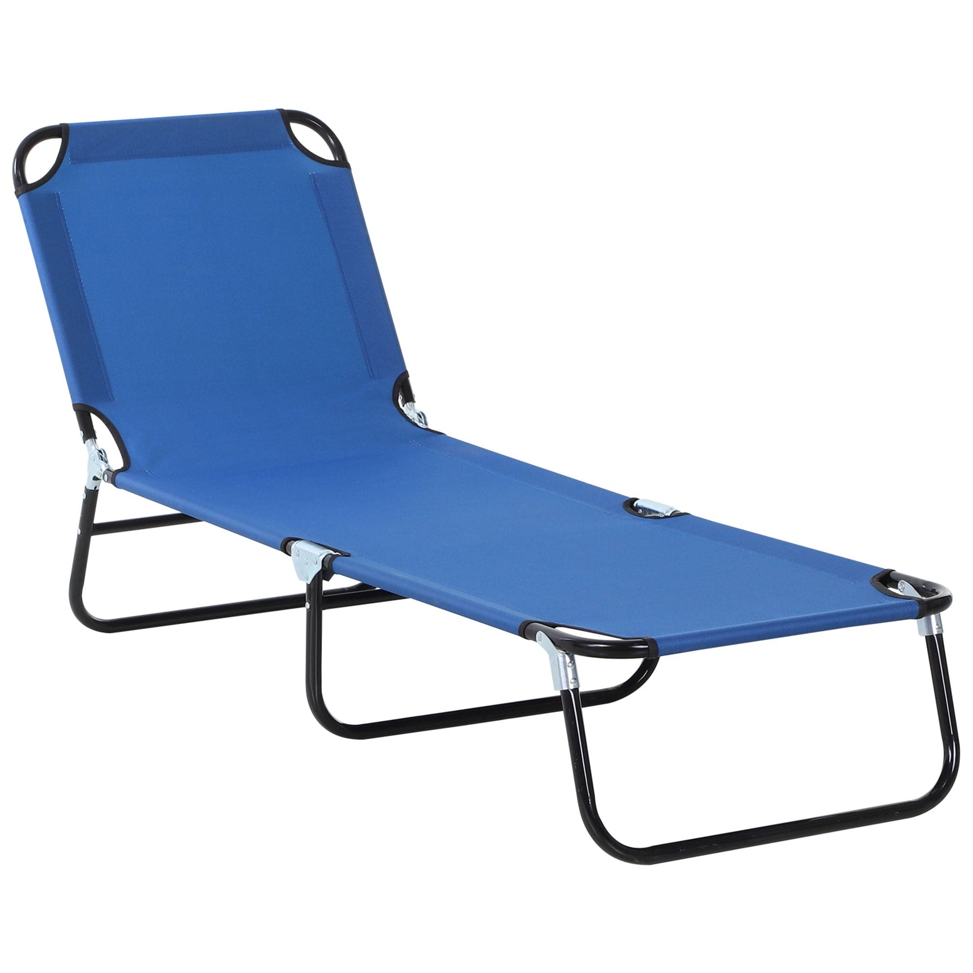 Outsunny Folding Chaise Lounge Pool Chair, Patio Sun Tanning Chair, Outdoor Lounge Chair with 5-Positions Reclining Back, Oxford Fabric Seat for Beach, Yard, Patio, Blue