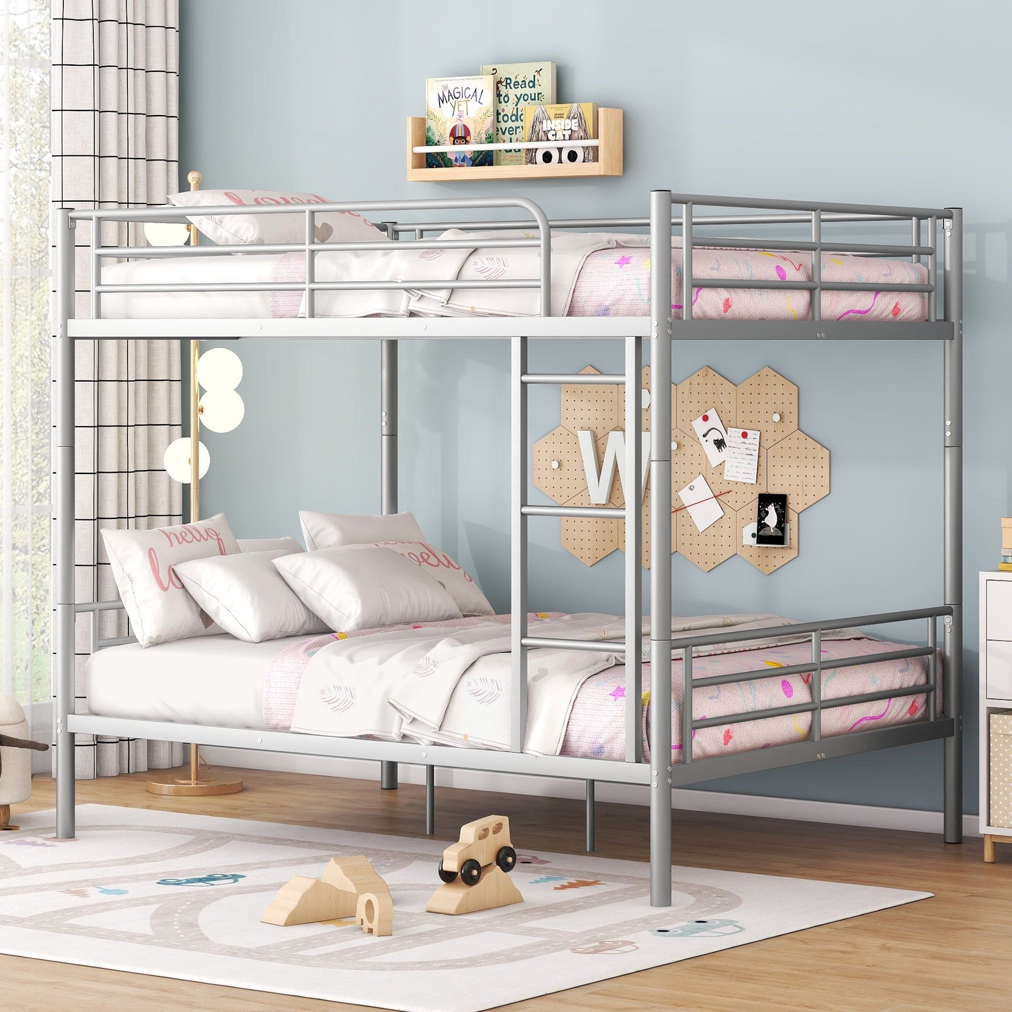 Full Over Full Metal Bunk Bed, Sliver