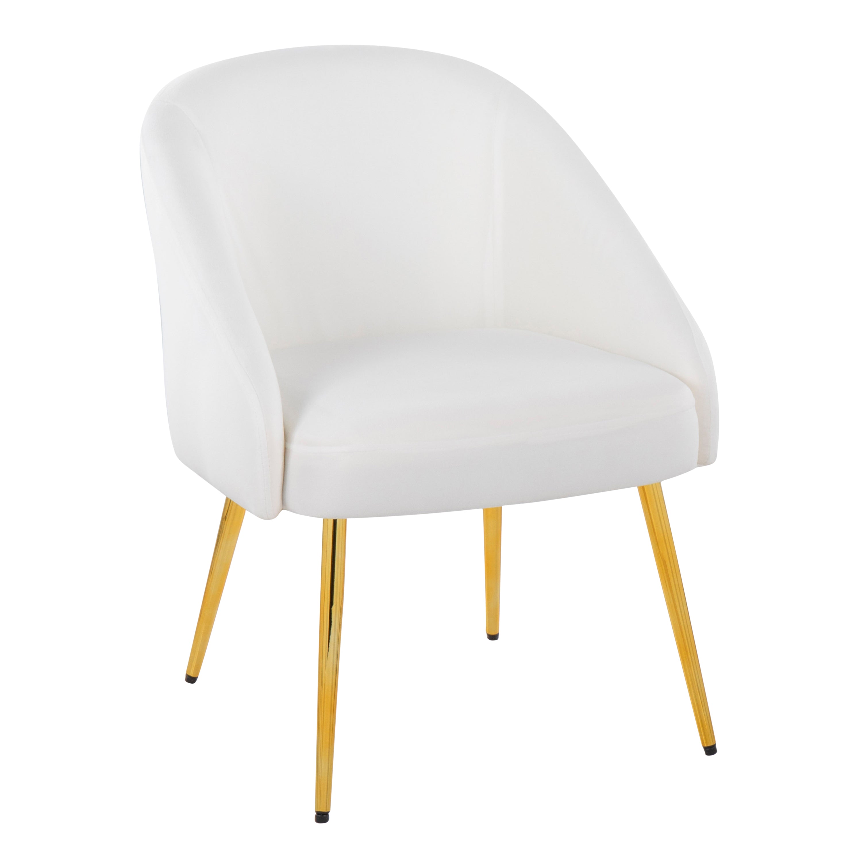 Shiraz Contemporary/Glam Chair in Gold Metal and White Velvet by LumiSource