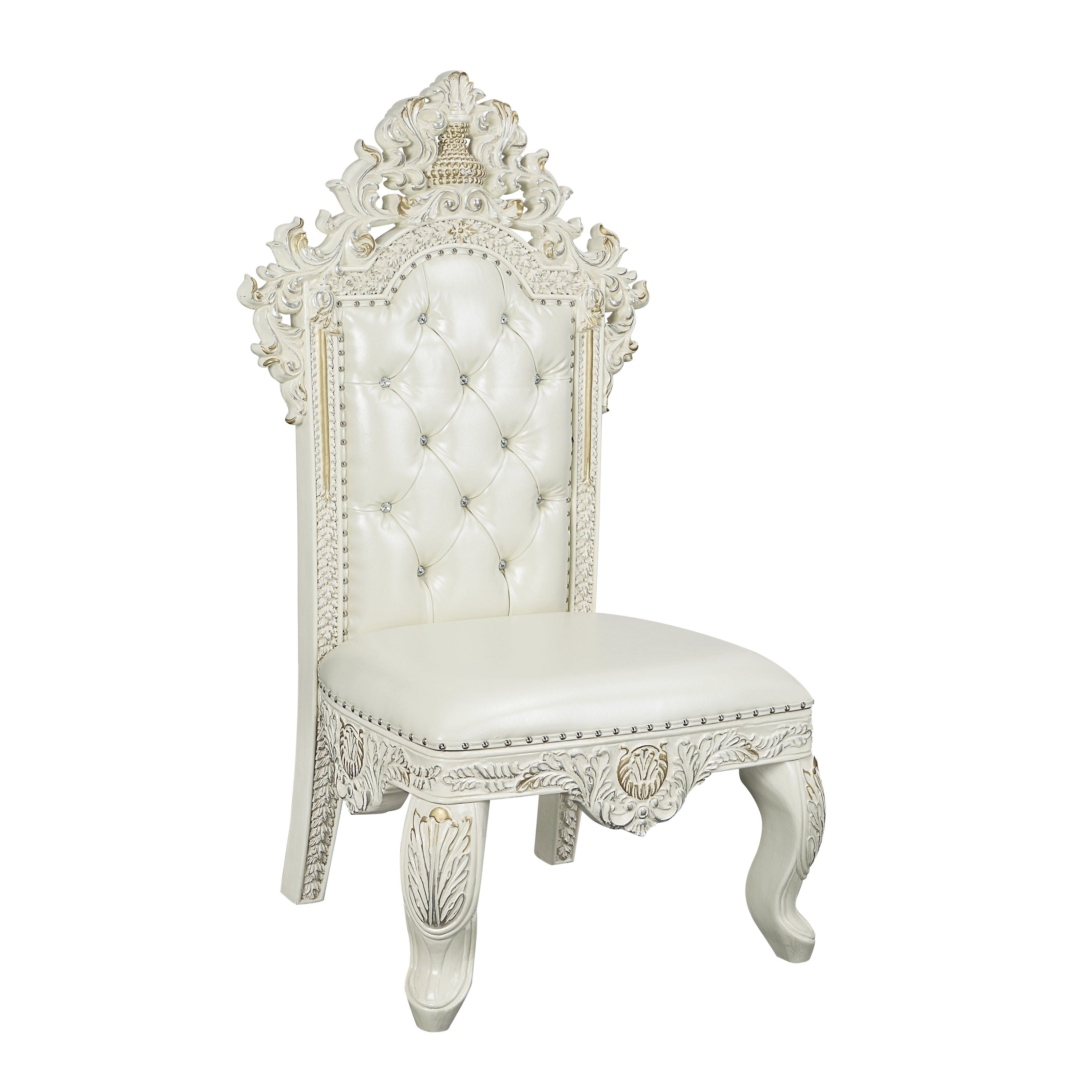 ACME Adara SIDE CHAIR (SET-2) Pearl White PU & Antique White Finish DN01230