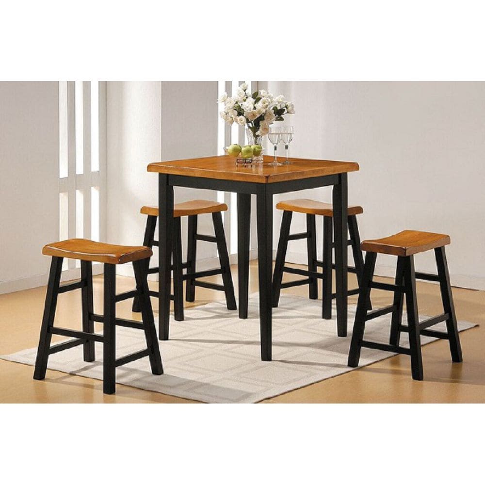 ACME Gaucho Counter Height Set (5Pc Pk) in Oak & Black 07285