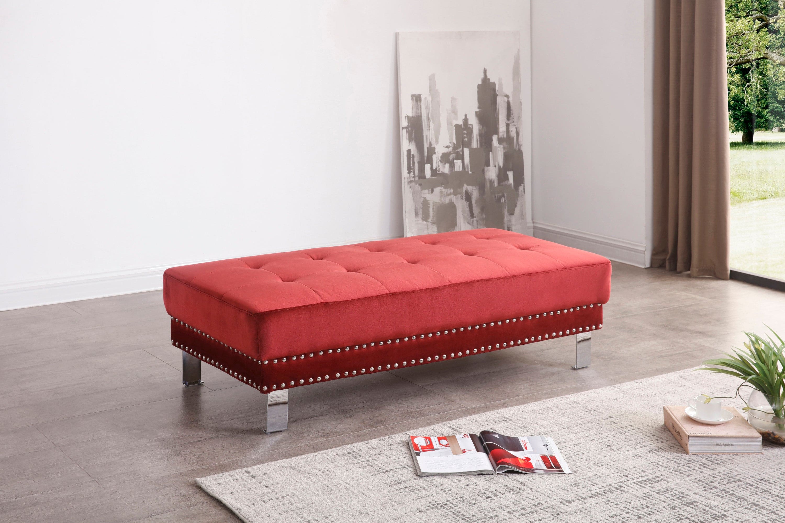 Glory Furniture Derek G373-O Ottoman , CHERRY