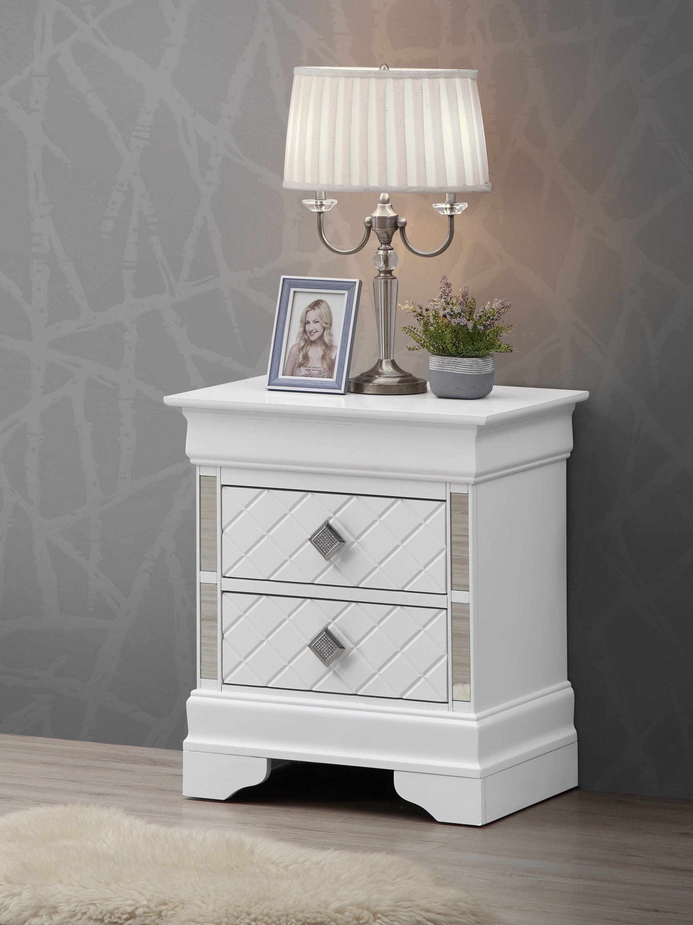 Glory Furniture Verona G6790-N Nightstand , Silver Champagne