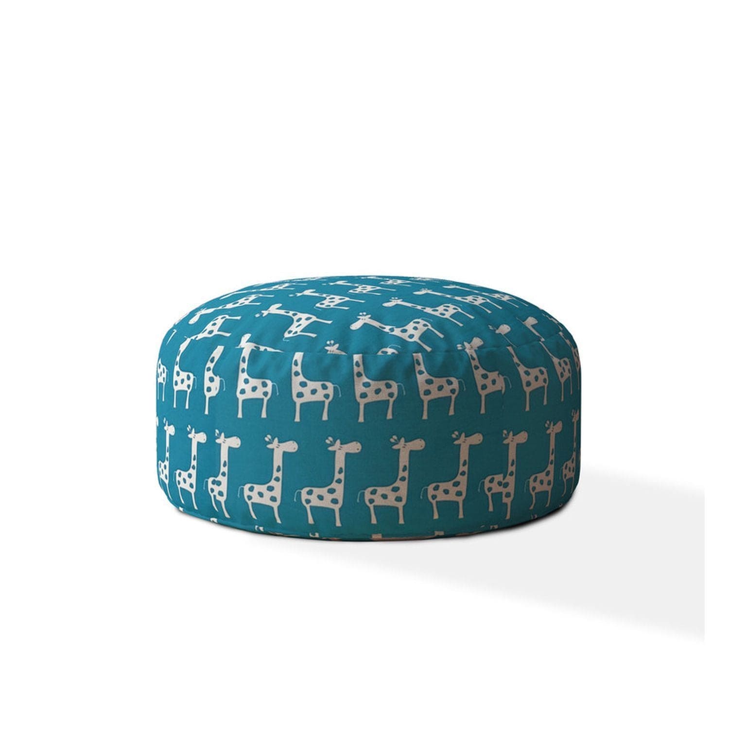 Indoor JENNI Bright Turquoise Round Zipper Pouf - Stuffed - Extra Beads Included! - 24in dia x 20in tall