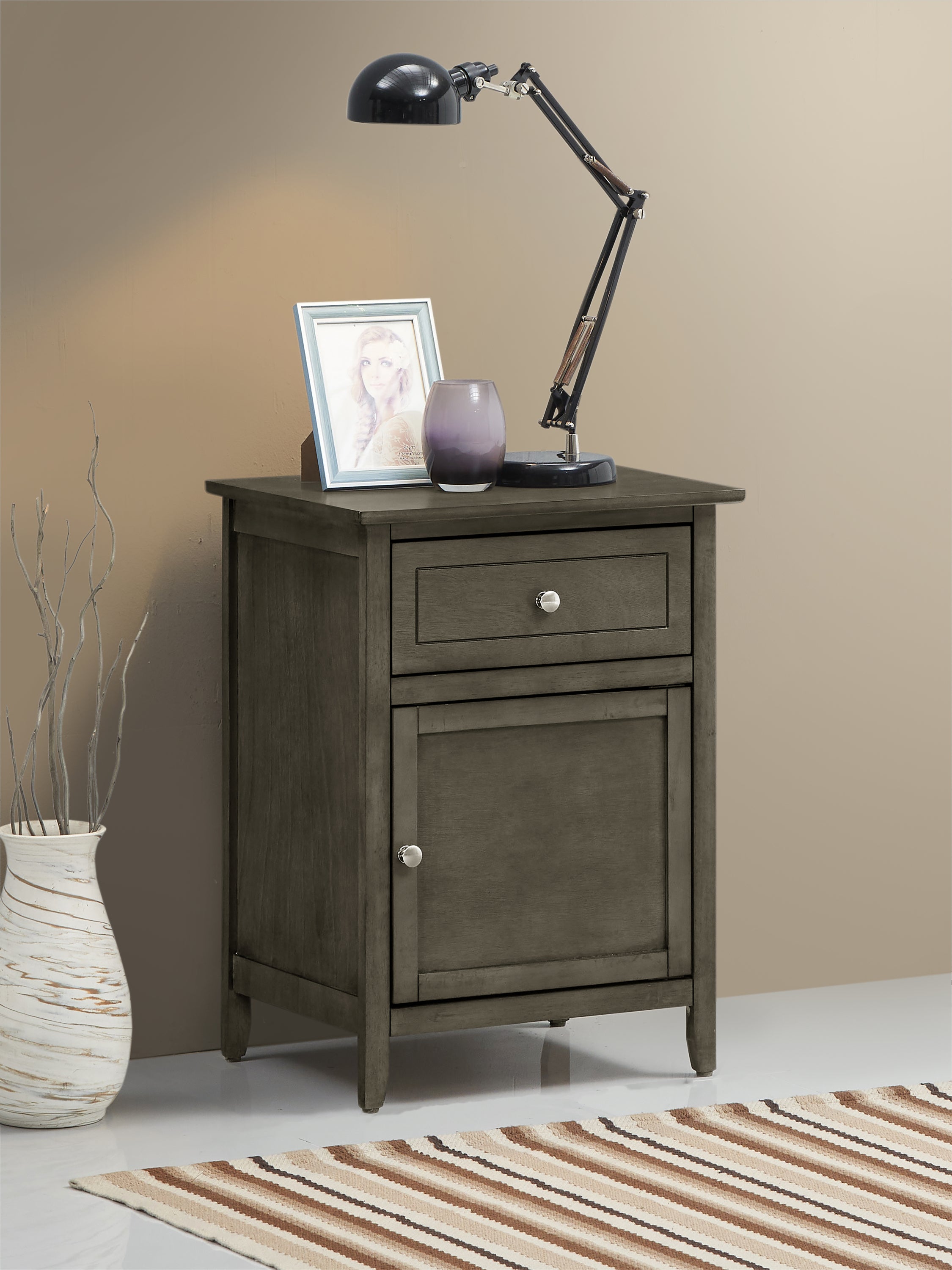 Glory Furniture Izzy G1411-N-05 1 Drawer /1 Door Nightstand , Gray