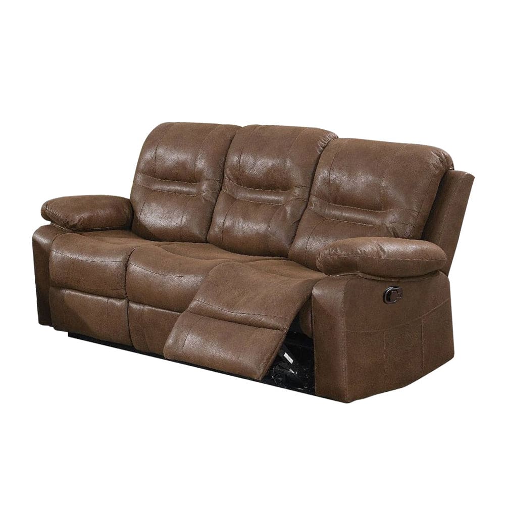 Brown Breathable Leatherette Manual Motion Sofa with Metal Reclining Mechanism and Pine Frame