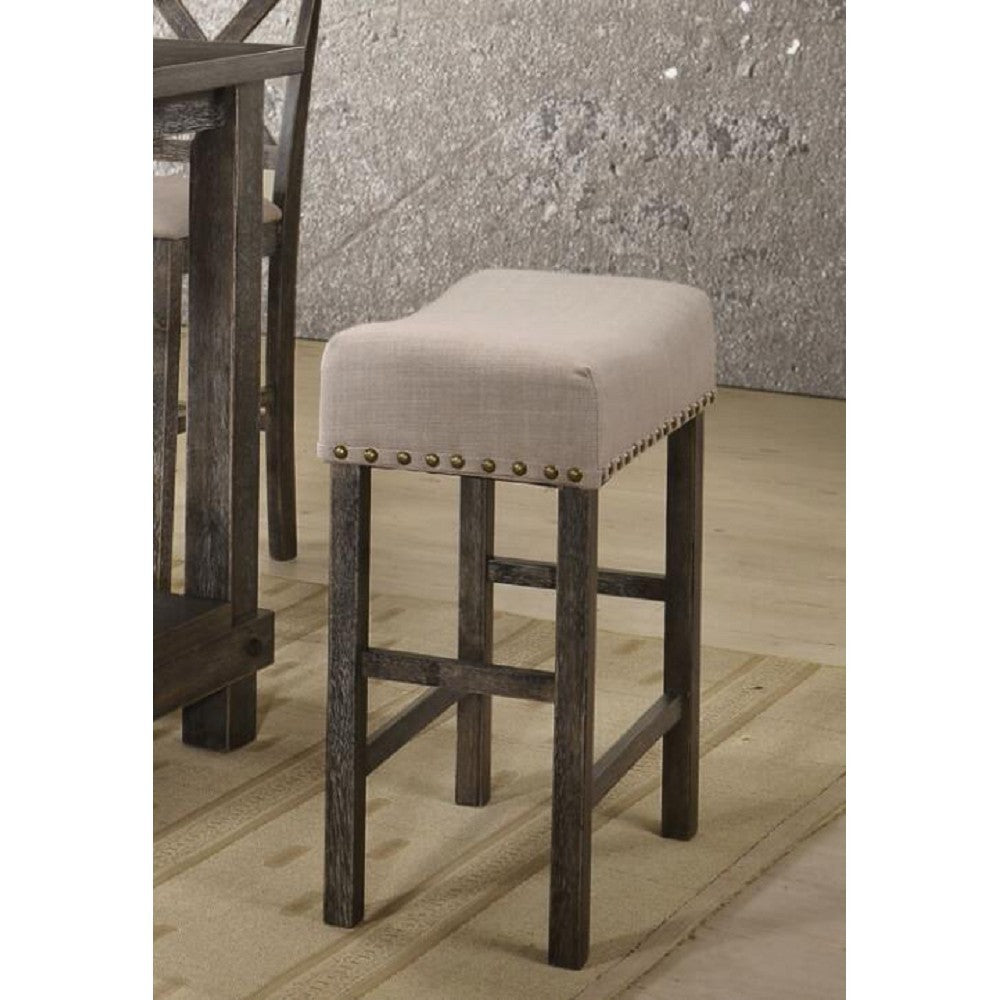 ACME Martha II Counter Height Stool (Set-2) in Tan Linen & Weathered Gray 73833