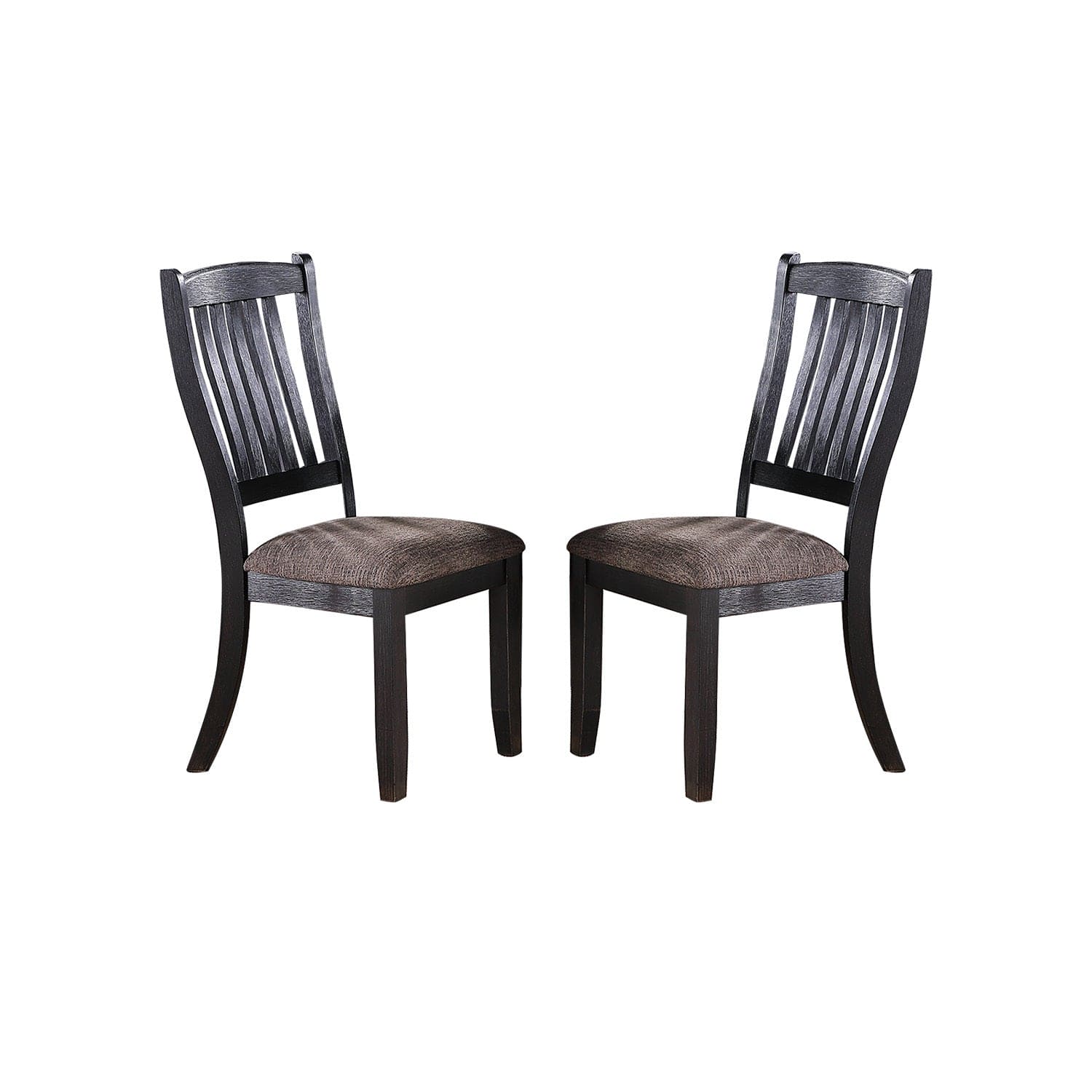 Dark Coffee Fabric Upholstered Side Chairs, Black(Set of 2)