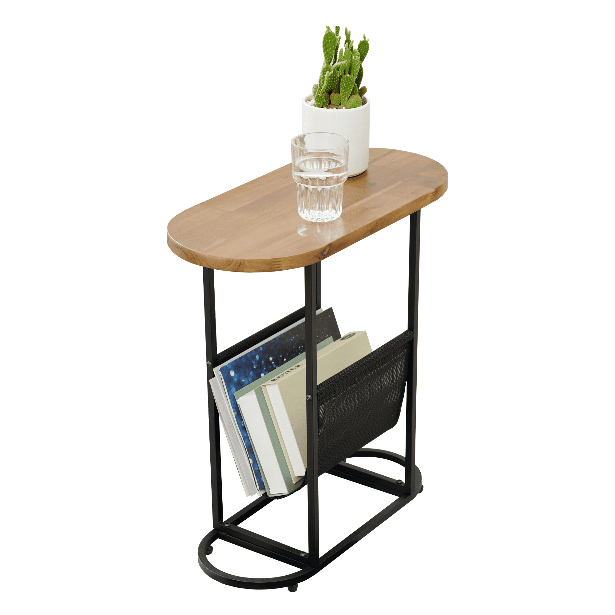 Acacia Oval Small Side Tables Living Room Small Space With Magazines Organizer Storage Space