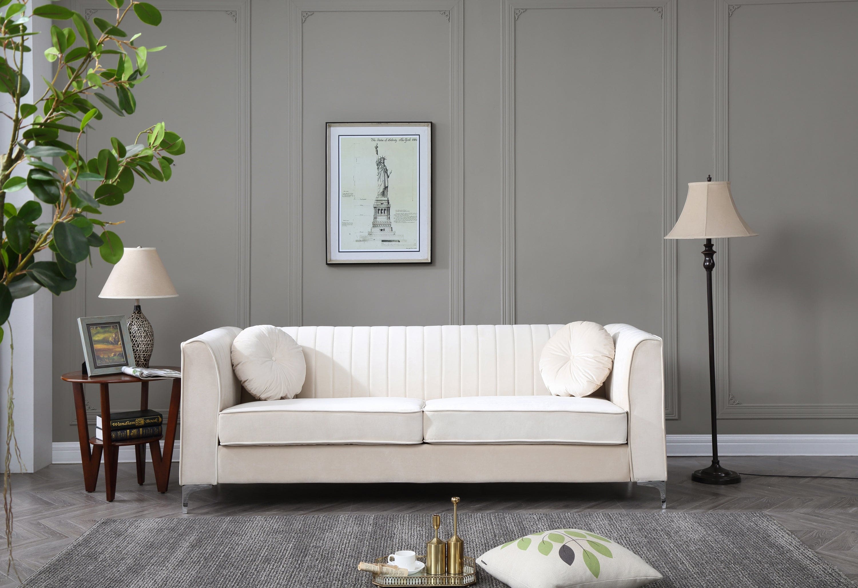 Glory Furniture Delray G797A-S Sofa ( 2 Boxes ) , IVORY