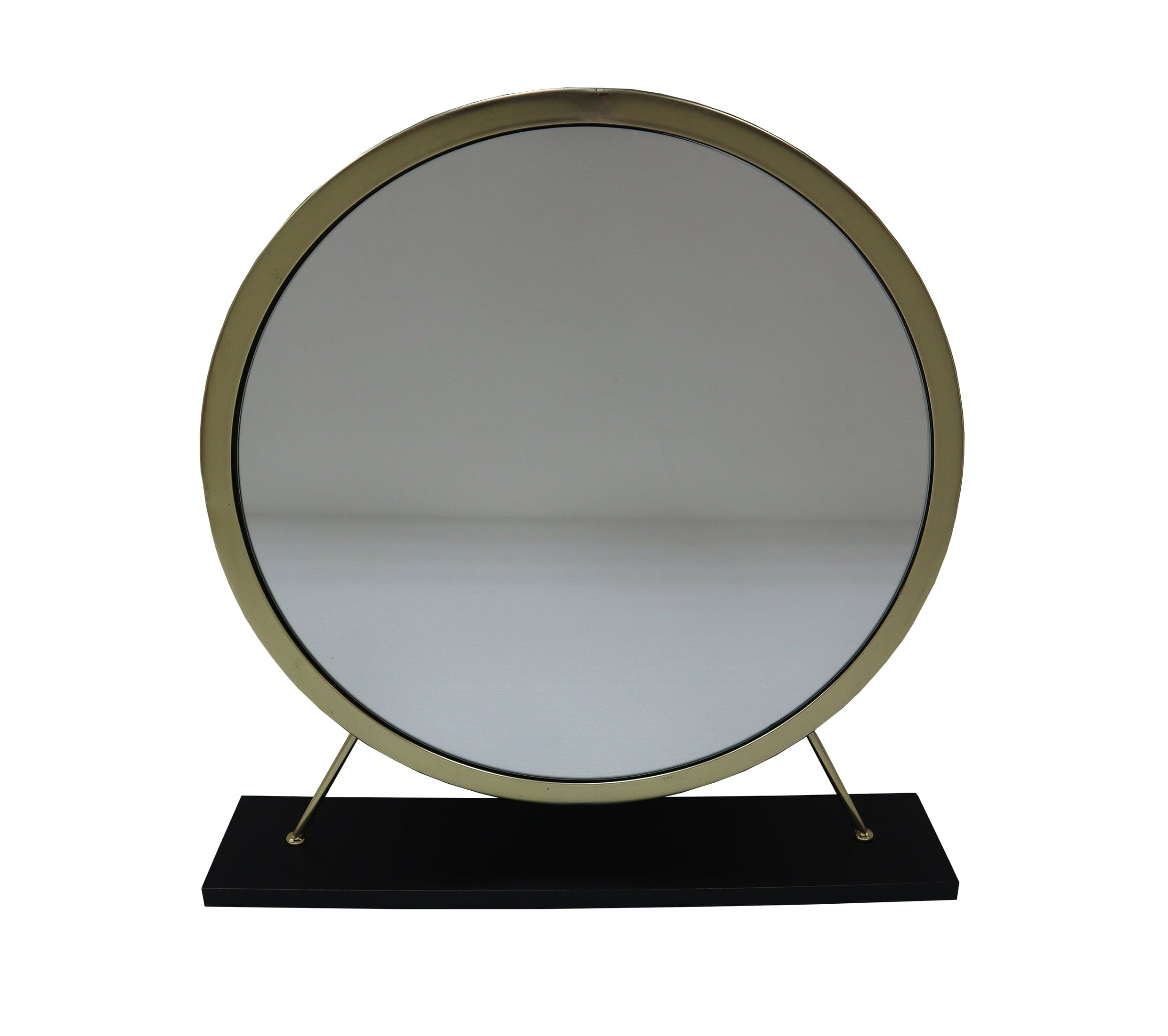 ACME Adao Vanity Mirror & Stool in Faux Fur, Mirror, Black & Brass Finish AC00931