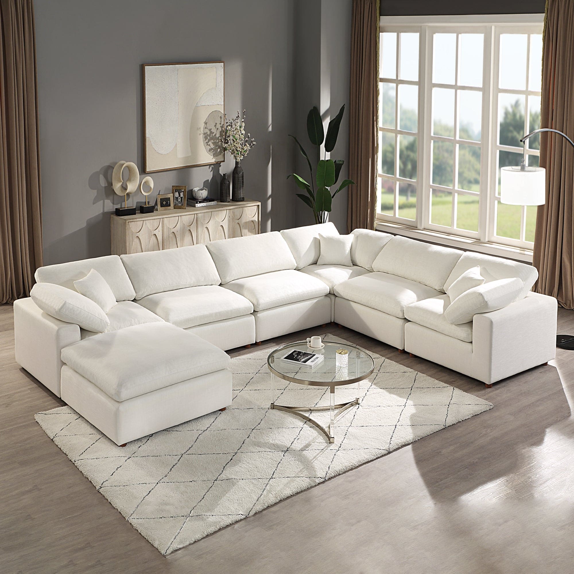 Modern Modular Sectional Sofa Set, Self-customization Design Sofa, White