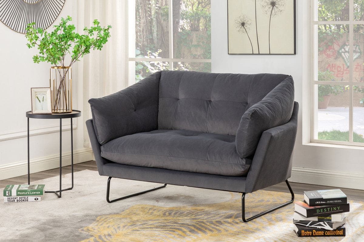 Karla Dark Gray Velvet Contemporary Loveseat