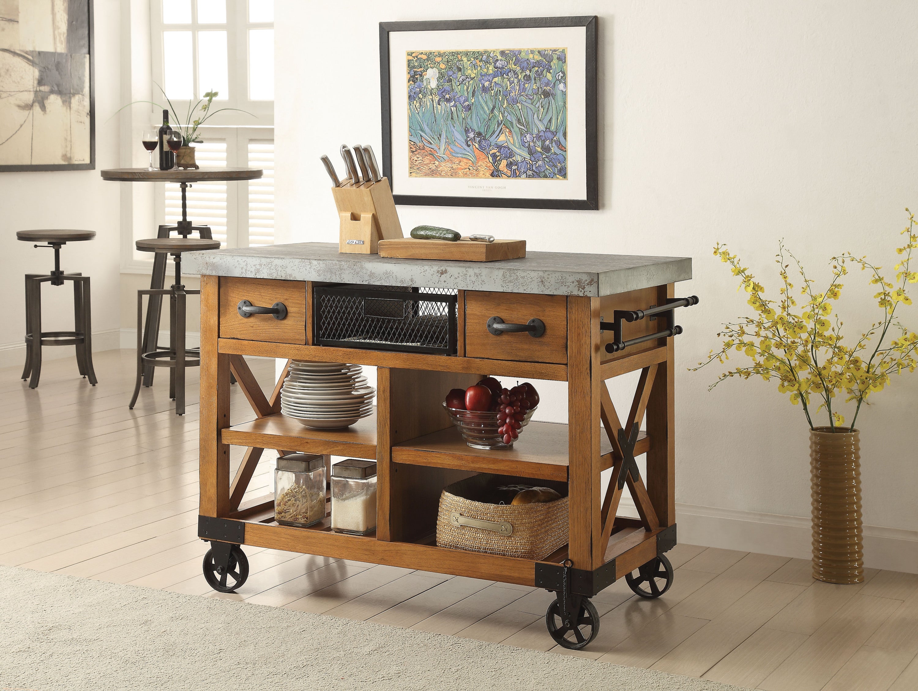 ACME Kailey Kitchen Cart, Antique Oak 98182