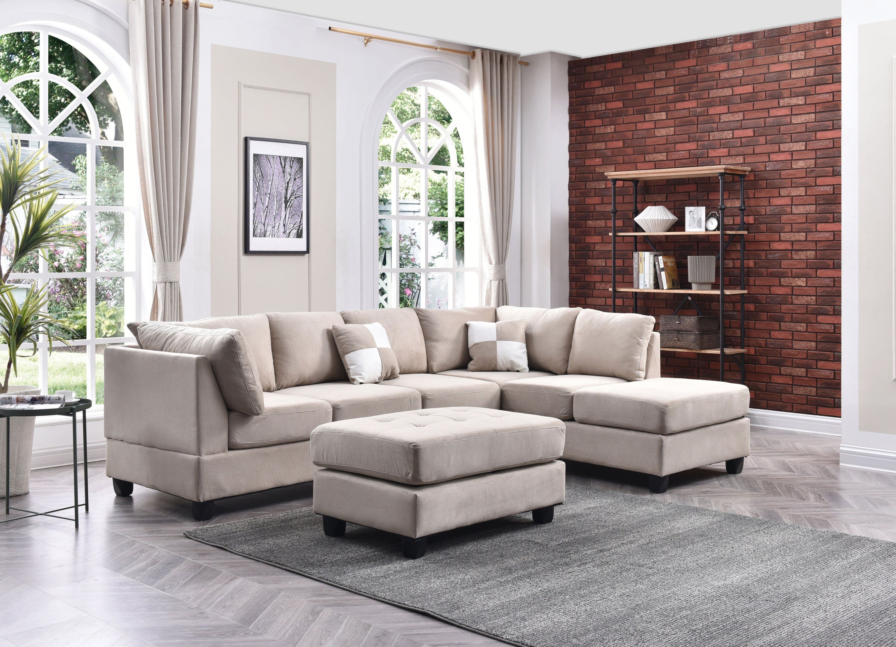 Glory Furniture Malone G631B-SC Sectional ( 3 Boxes) , White