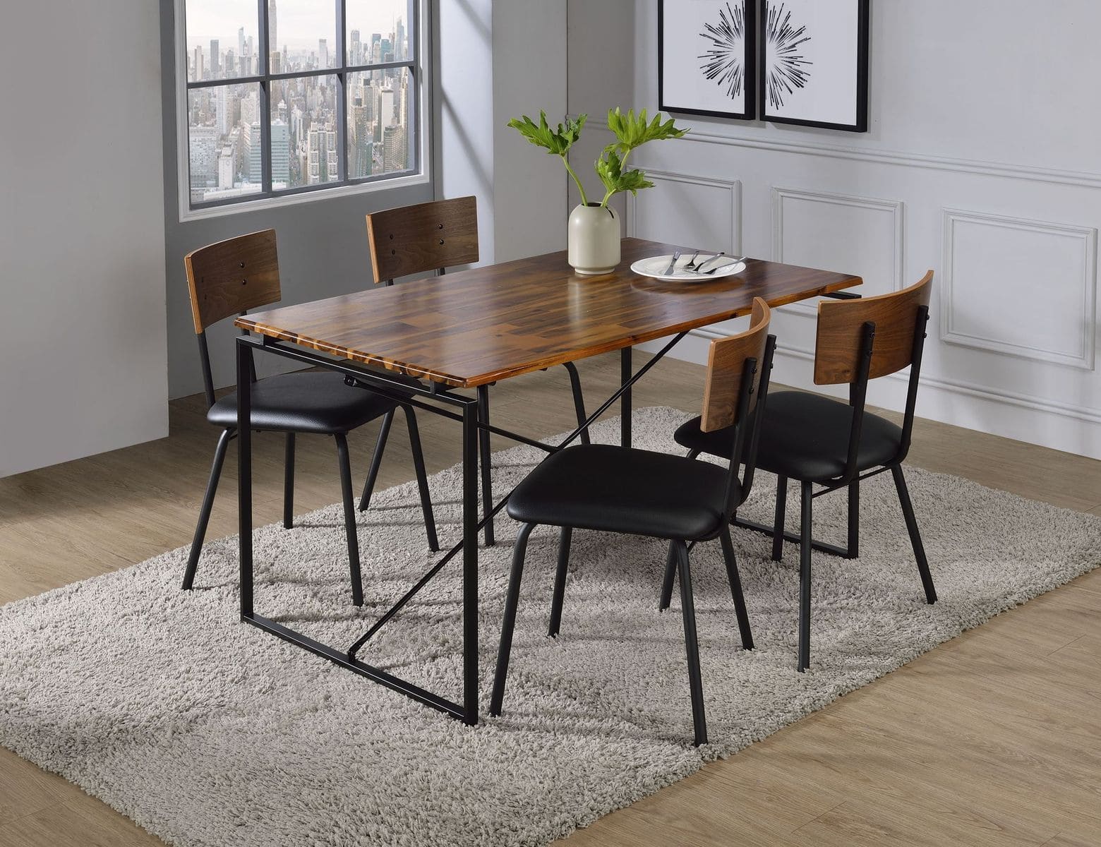 ACME Jurgen Dining Table, Oak & Black 72910