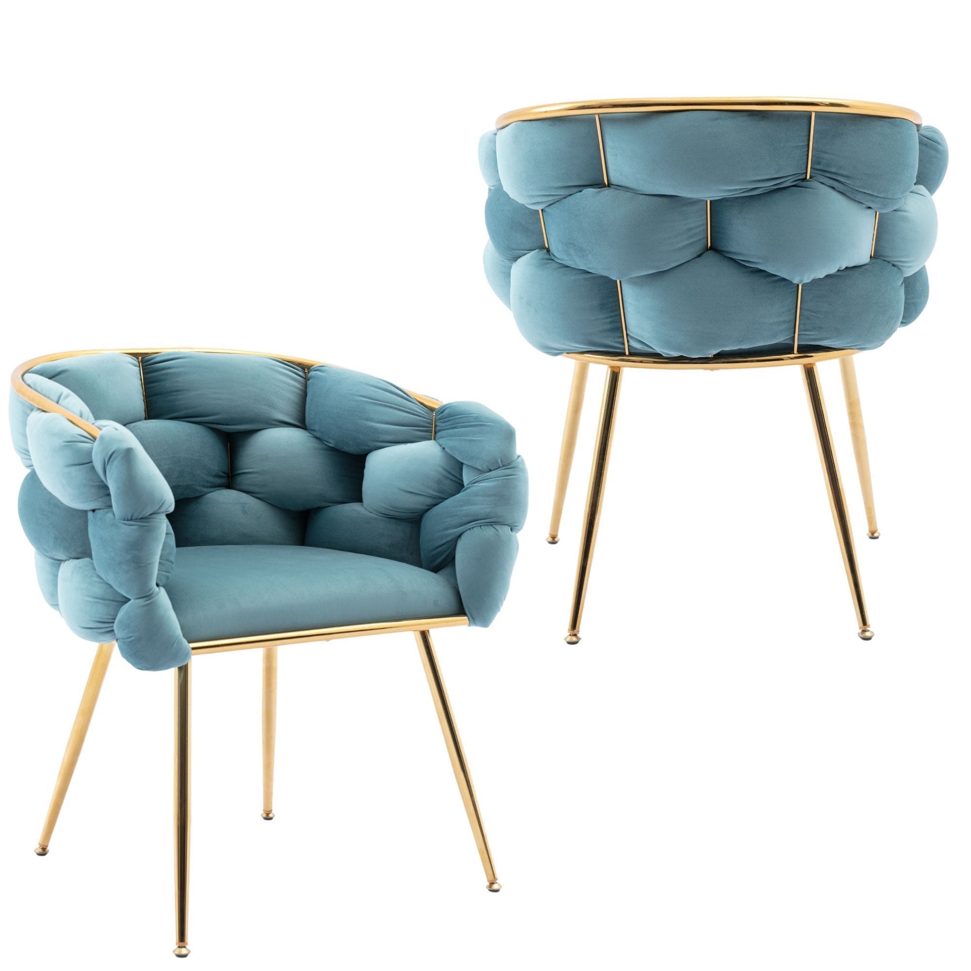 Luxury modern simple leisure velvet single sofa chair bedroom lazy person household dresser stool manicure table back chair blue set of 2