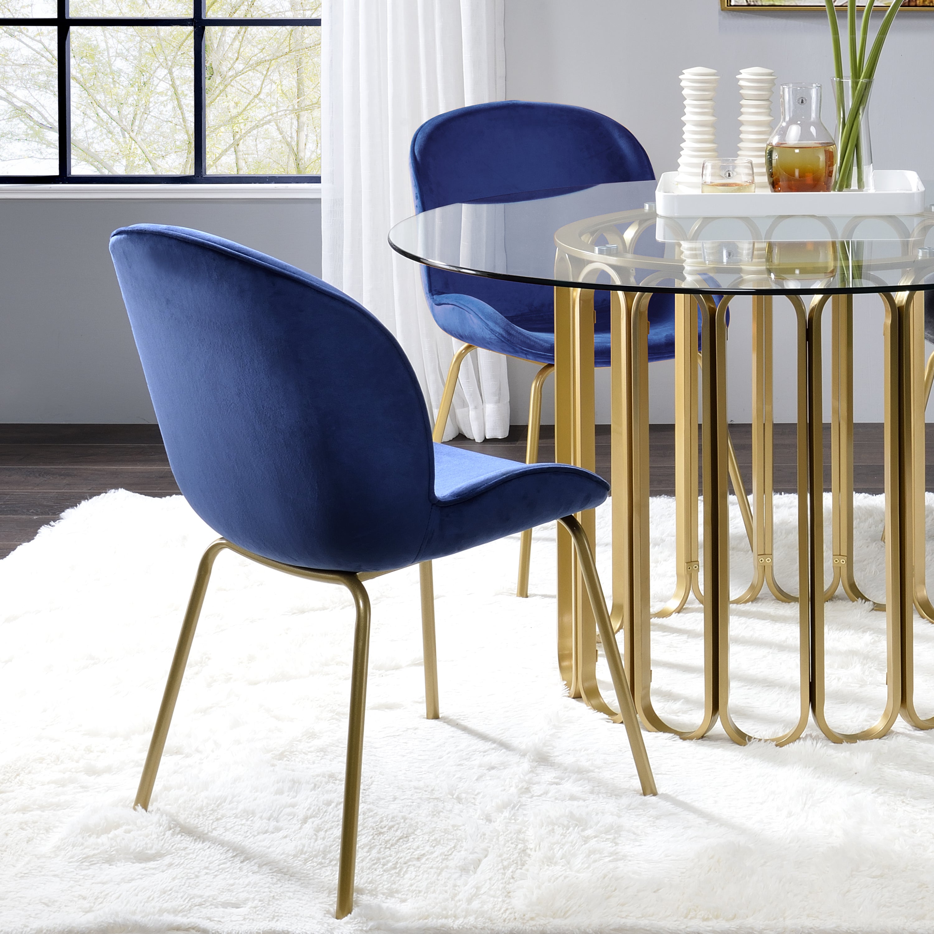 ACME Chuchip Side Chair (Set-2) in Blue Velvet & Gold 72947