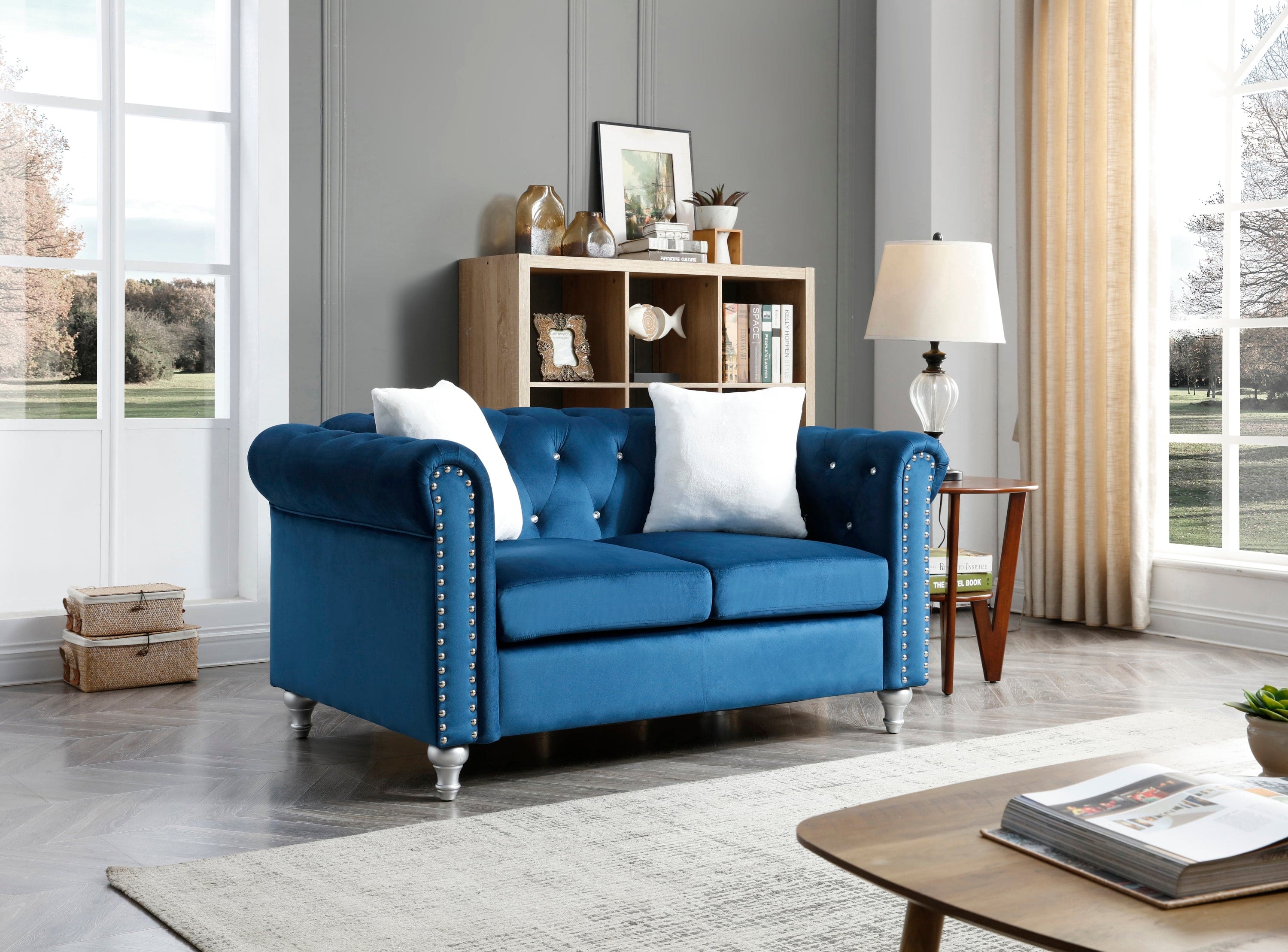 Glory Furniture Raisa G861A-L Loveseat , NAVY BLUE