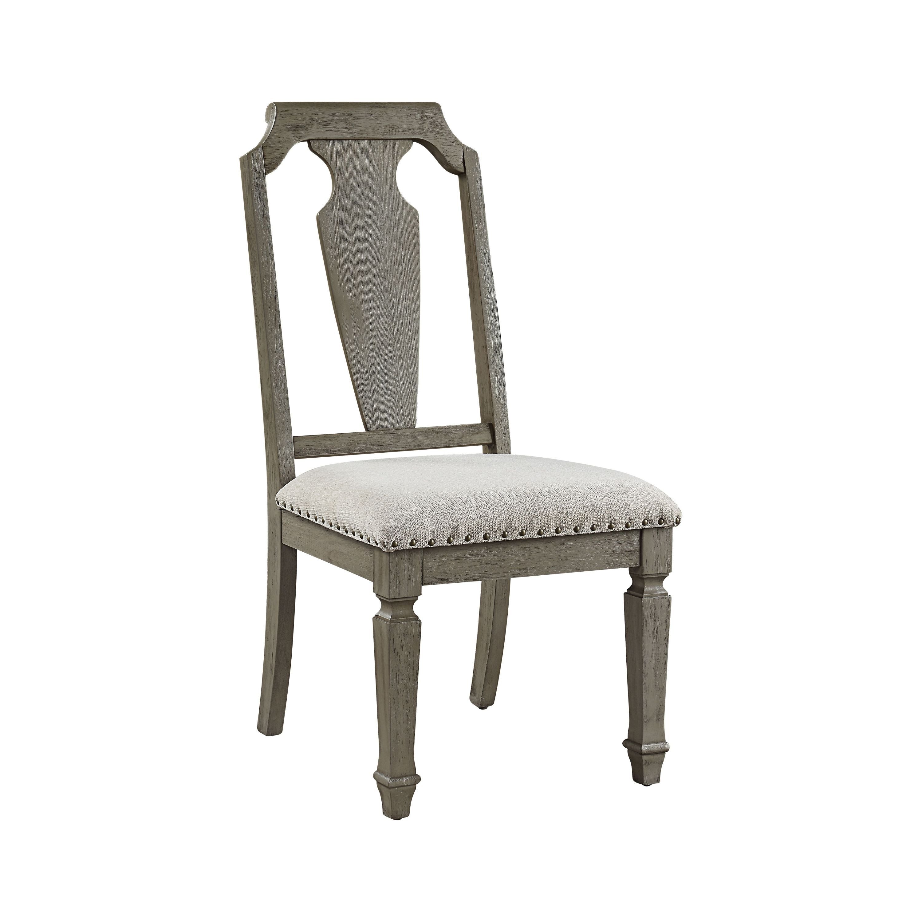 ACME Zumala Side Chair (Set-2), Beige Linen & Weathered Oak Finish 73262