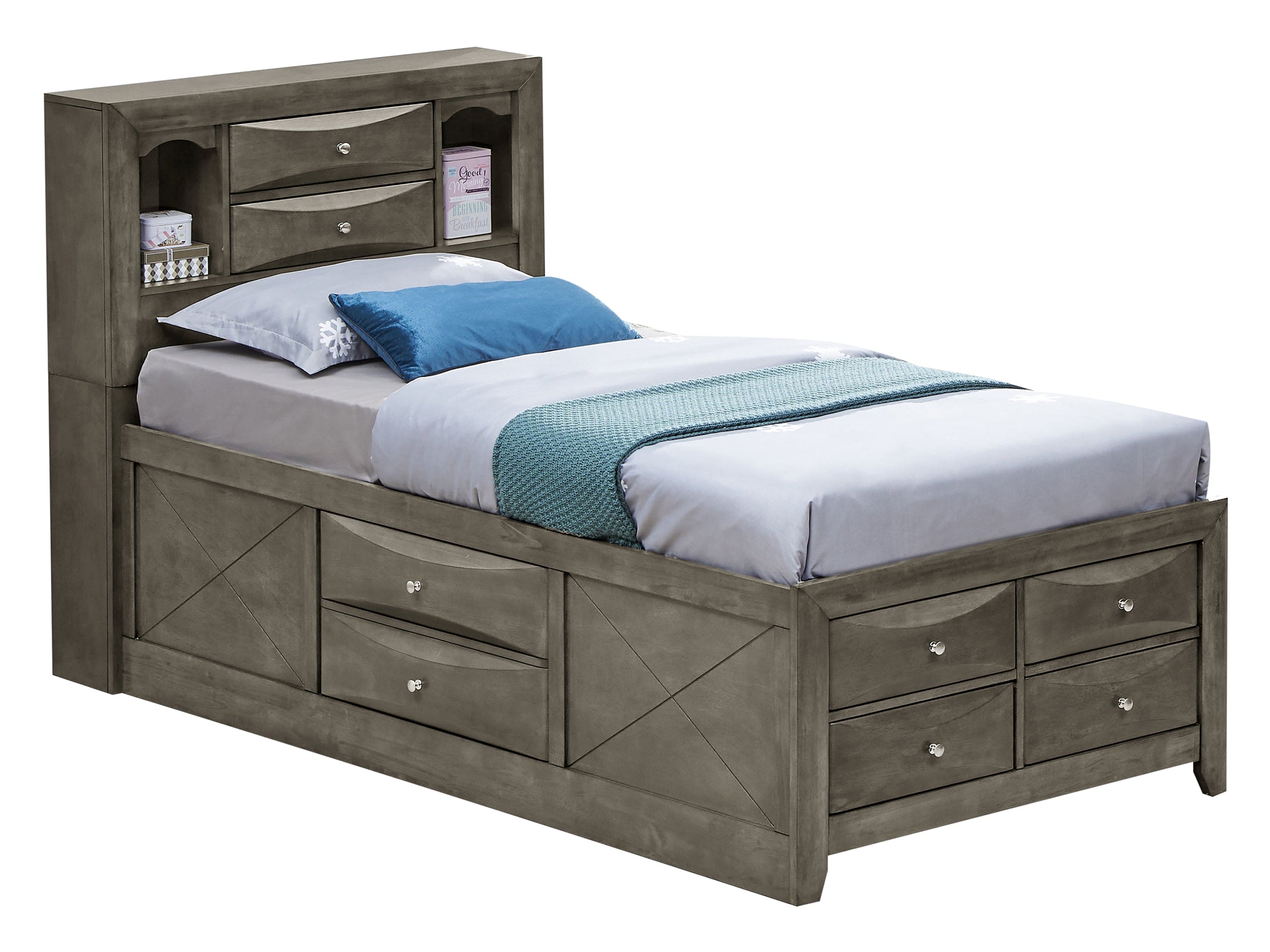 Glory Furniture Marilla G1505G-TSB3 Twin Storage Bed , Gray