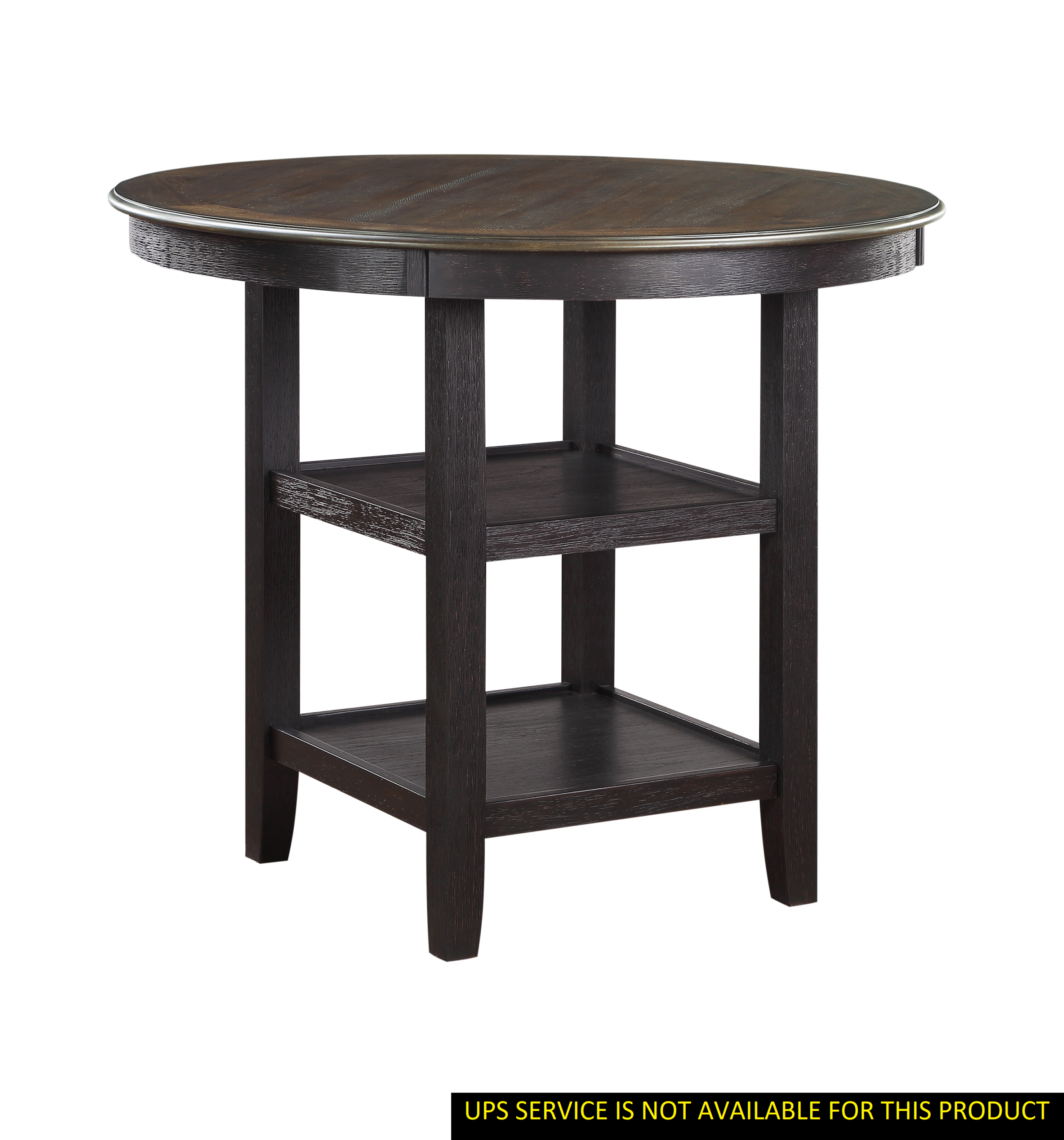 Brown and Black White Finish 1pc Counter Height Table with 2x Display Shelves Transitional Style Furniture