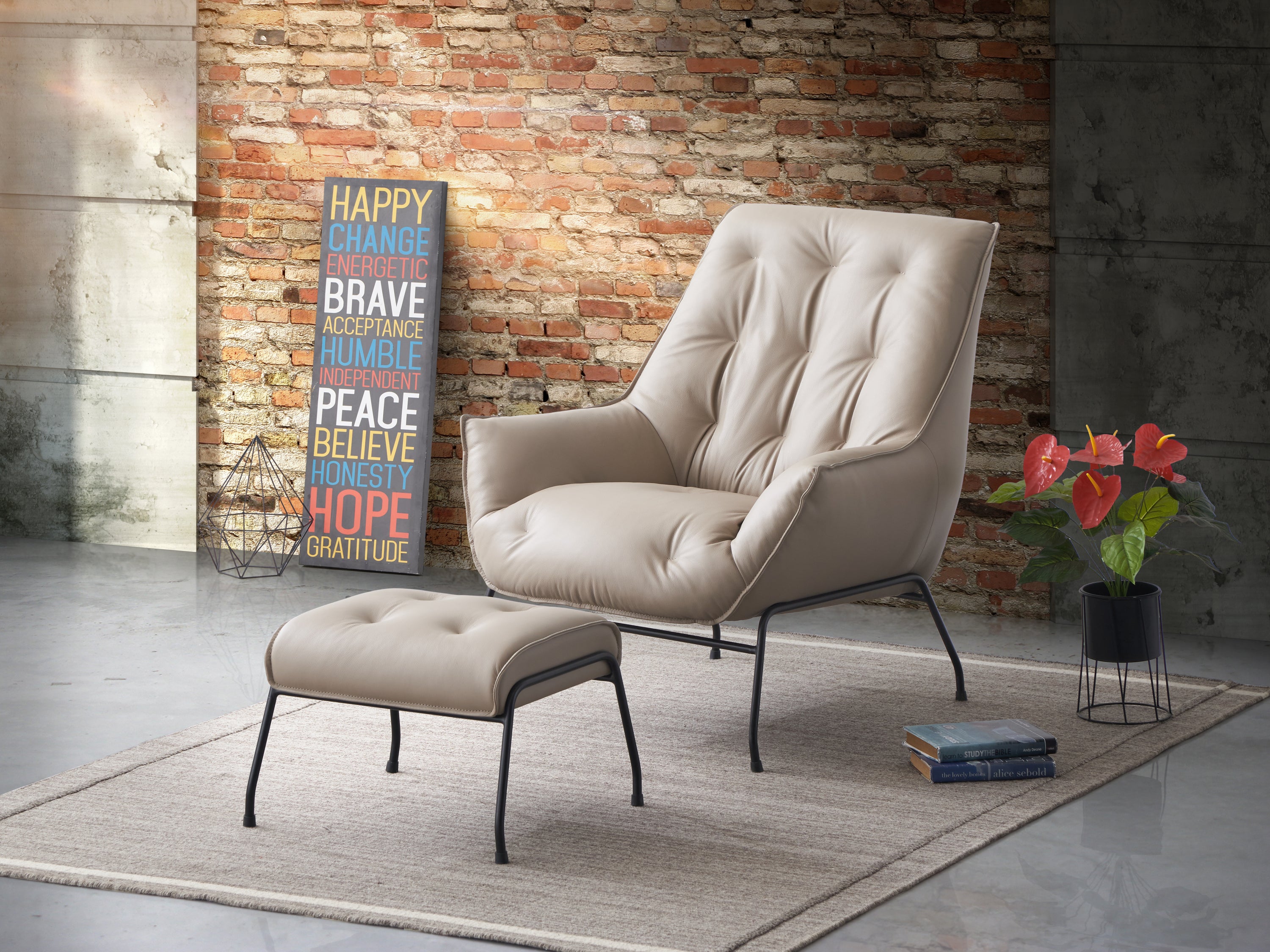 ACME Zusa Accent Chair, Khaki Top Grain Leather AC02381