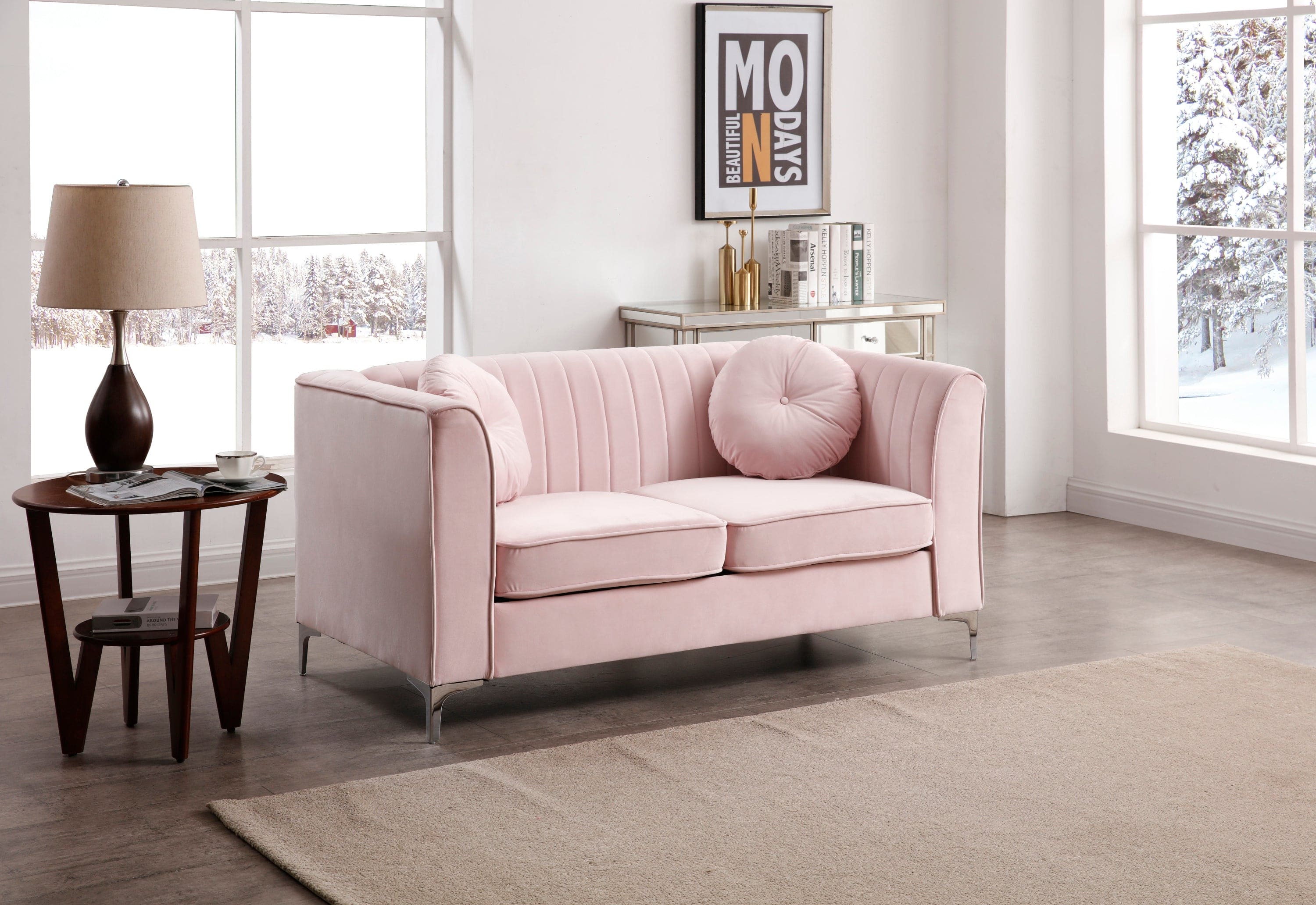 Glory Furniture Delray G794A-L Loveseat ( 2 Boxes ) , PINK