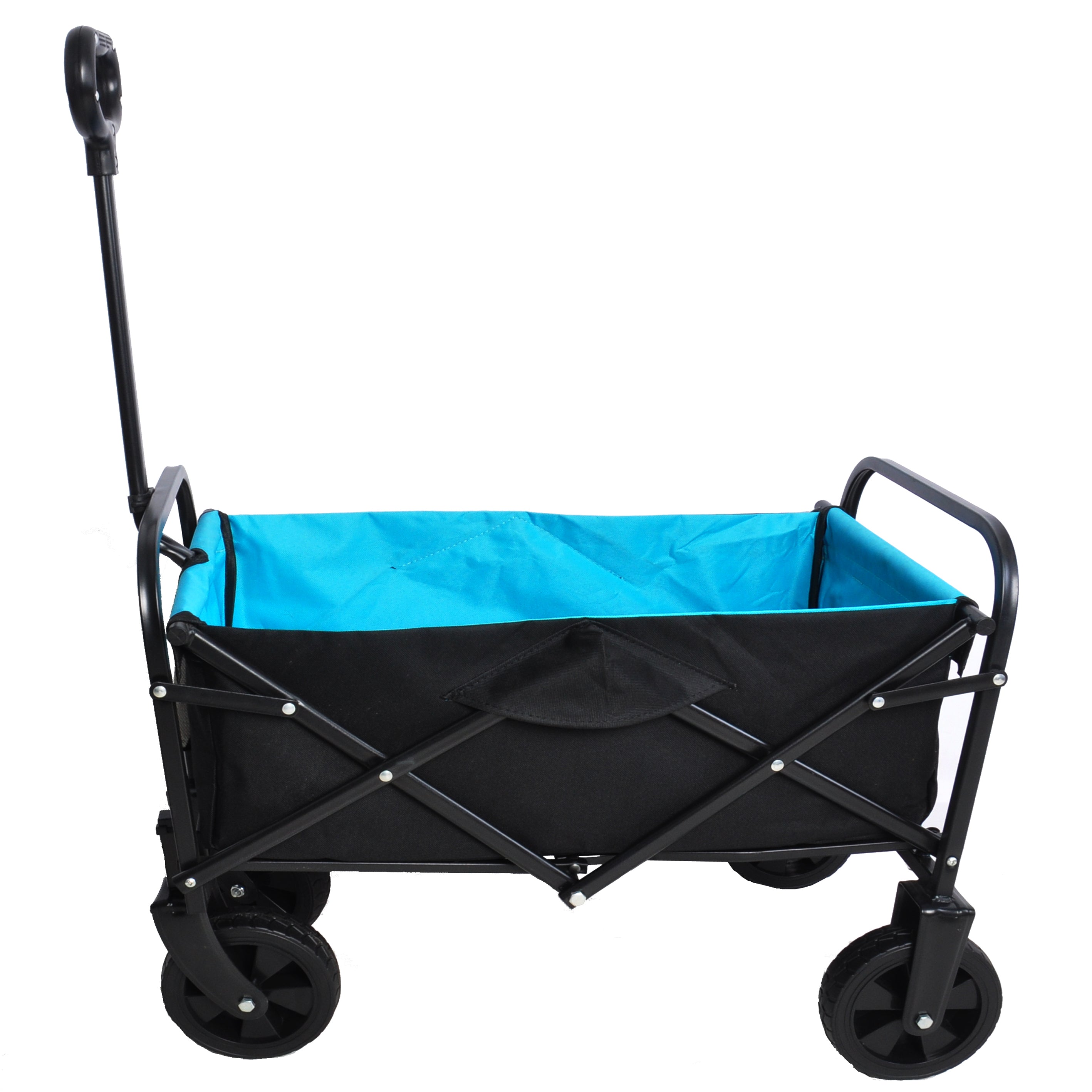 Folding Wagon Garden Shopping Beach Cart (black+blue)