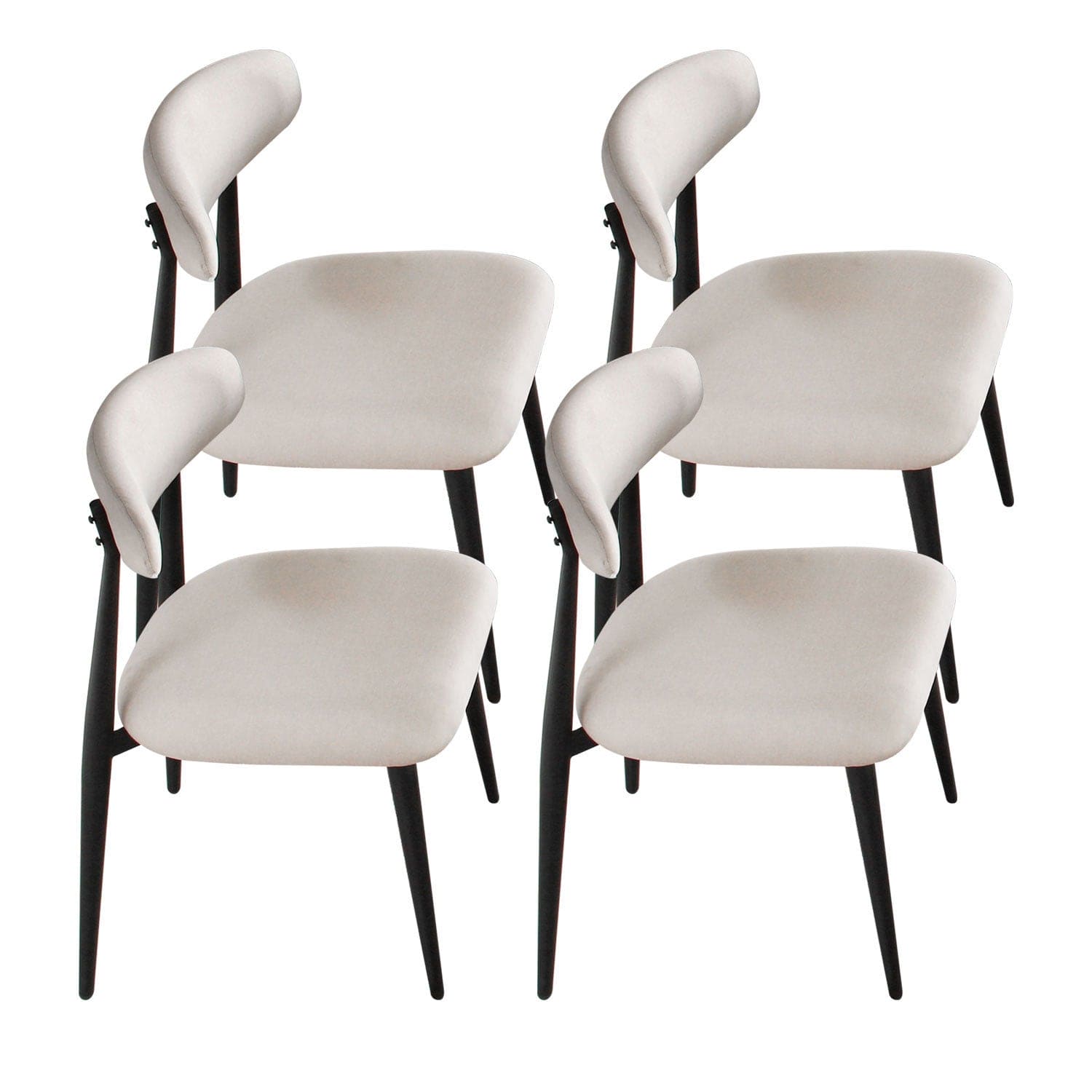 Dining Chairs set of 4, Upholstered Chairs with Metal Legs for Kitchen Dining Room  Light Grey