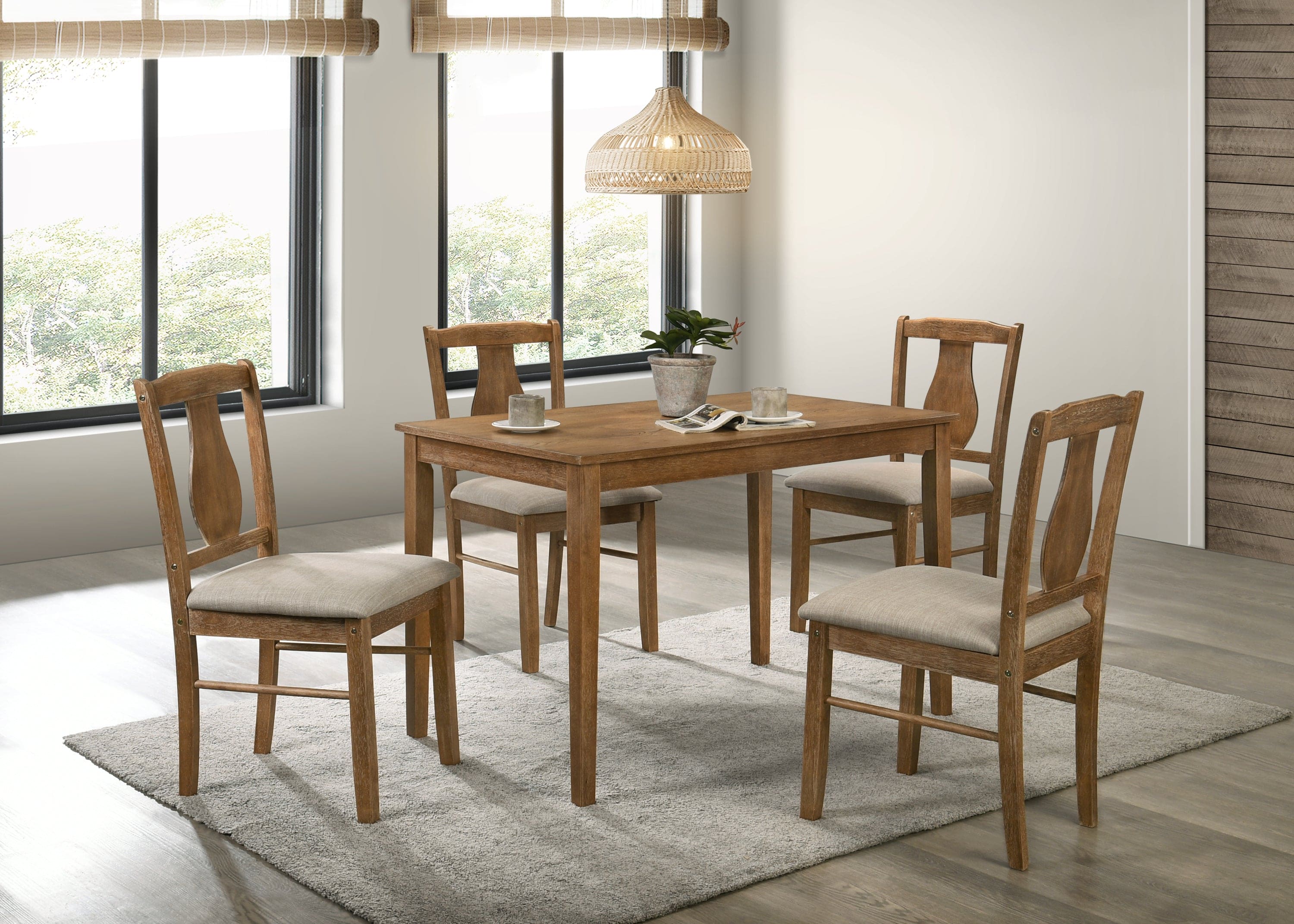 ACME Kayee 5 PC Pack Dining Set, Weathered Oak Finish DN01804