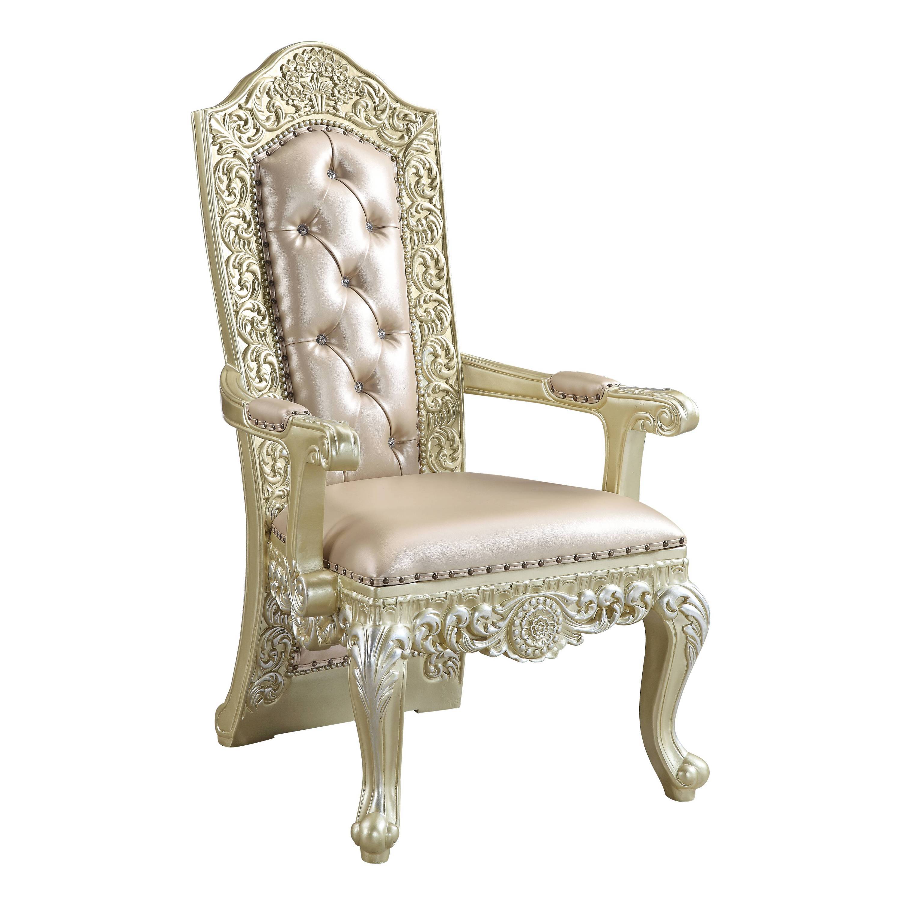 ACME Vatican Arm Chair (1Pc/1Ctn), PU & Champagne Silver Finish DN00469