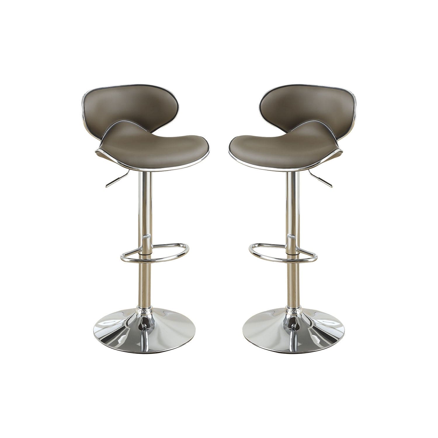 Adjustable Espresso Faux Leather Bar Stools, Set of 2