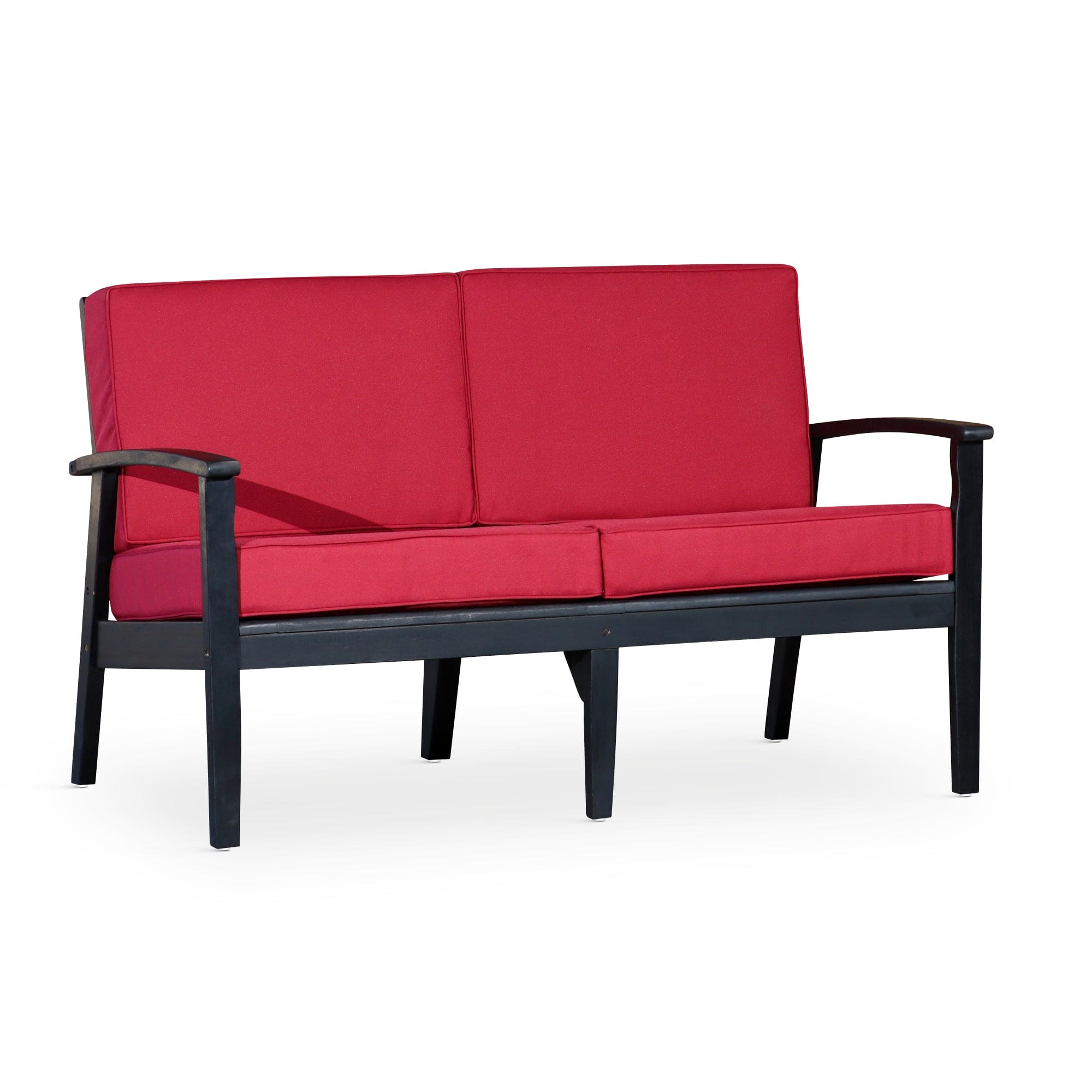 Eucalyptus Loveseat with Cushions Espresso, Burgundy