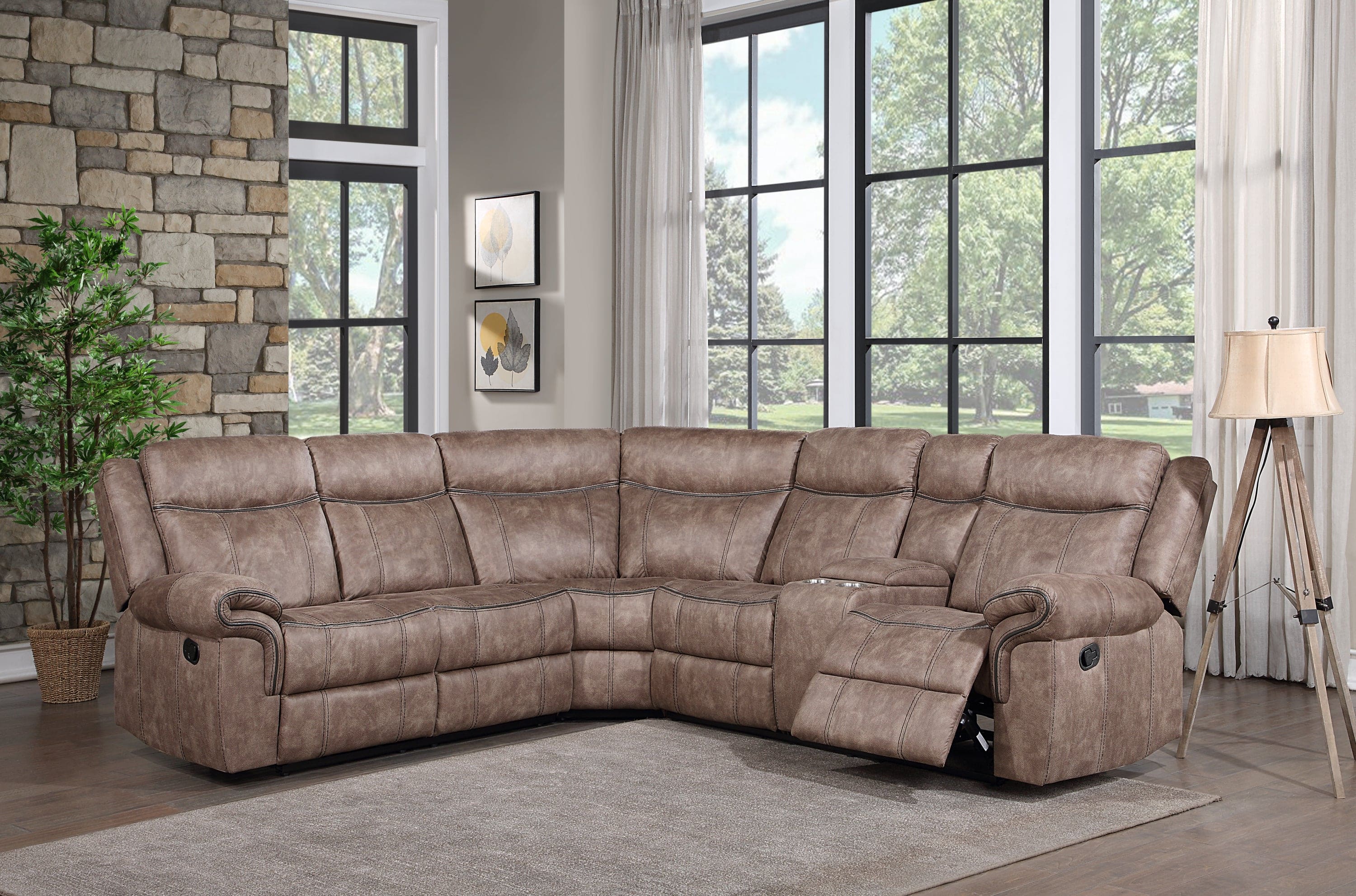 ACME Dollum Sectional Sofa  in Two Tone Chocolate Velvet LV00397