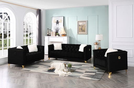 Russell 2 Piece Living Room Set Black