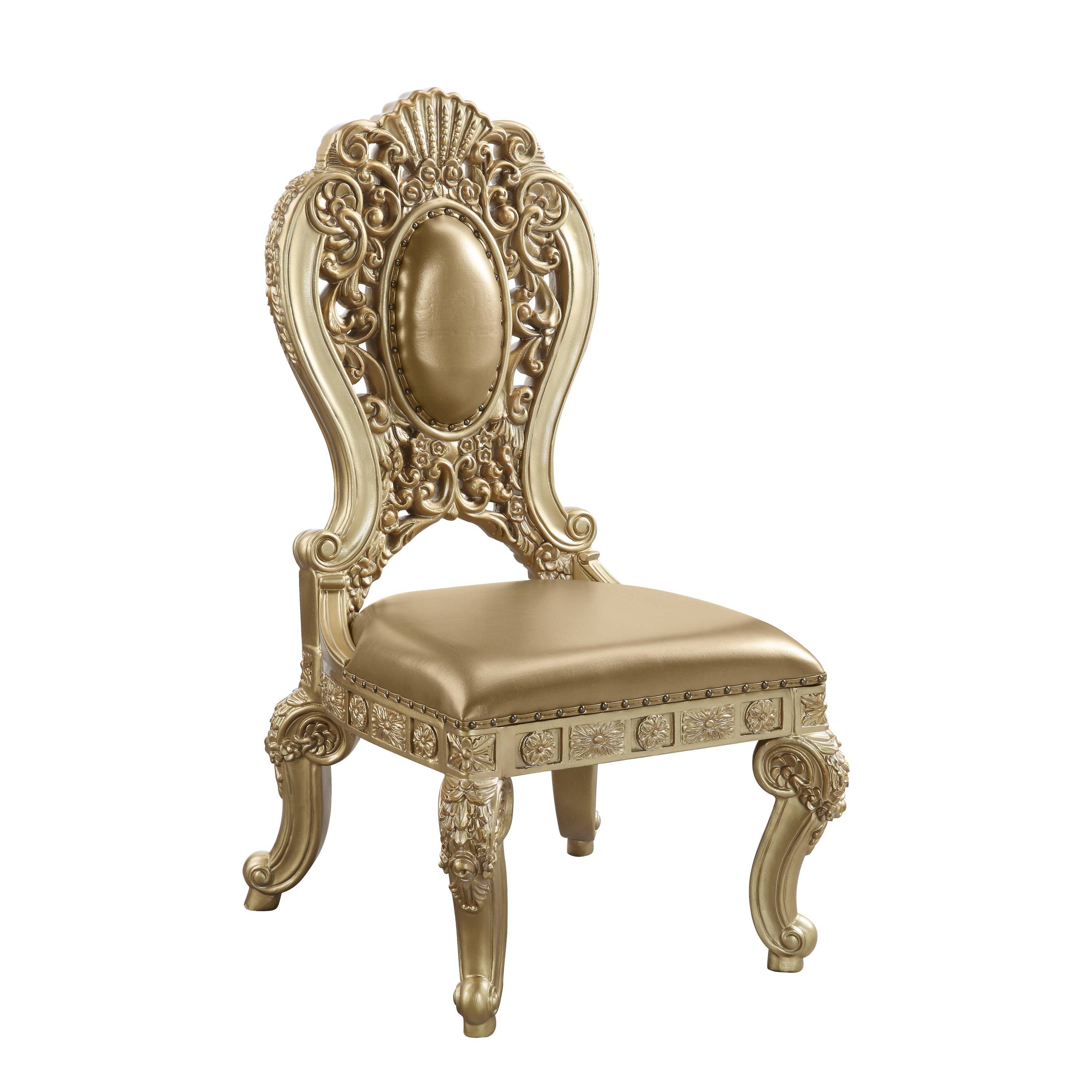 ACME Seville Side Chair (1Pc/1Ctn), Tan PU & Gold Finish DN00458