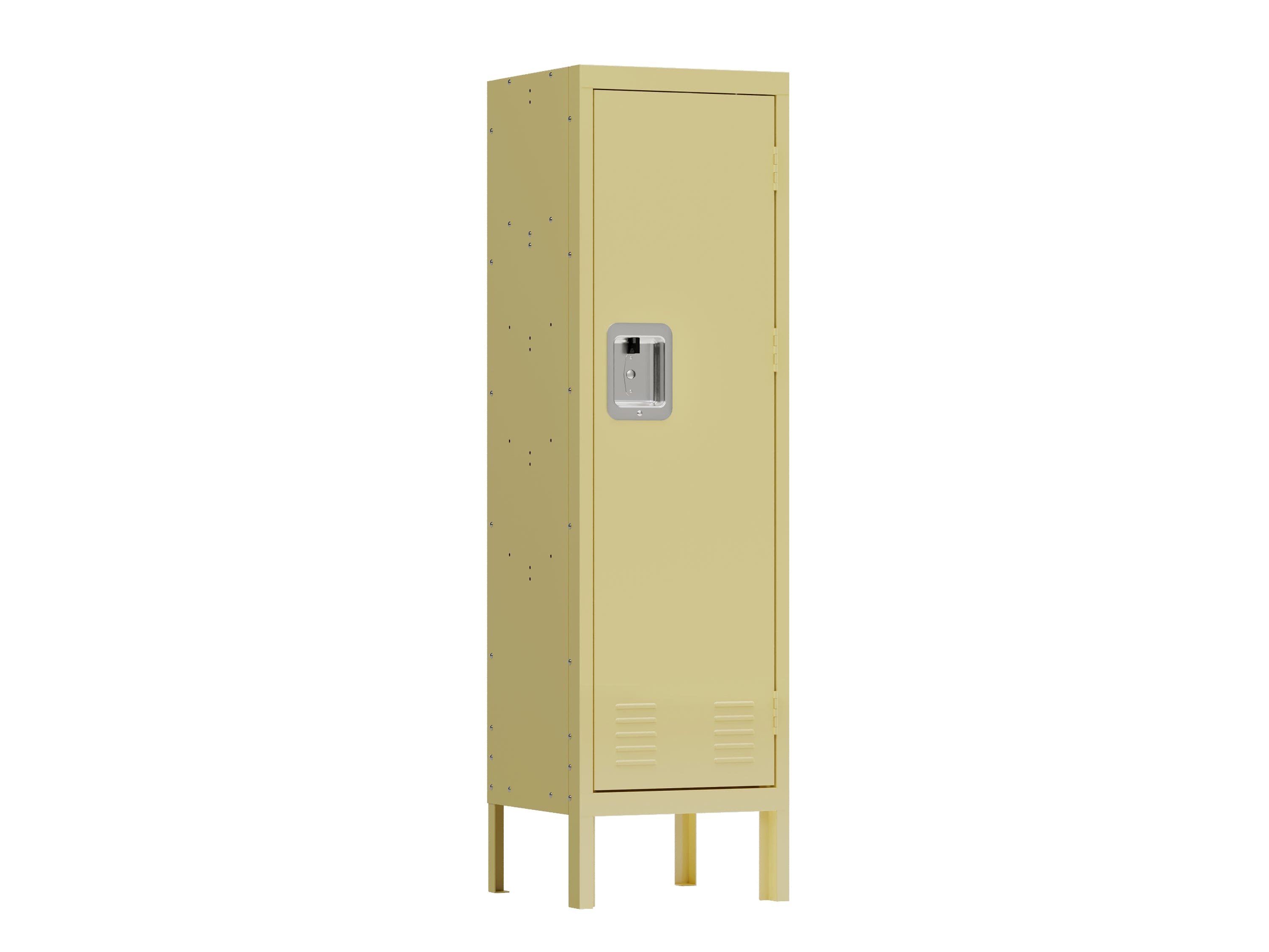 Yellow Metal Cabinet Home Office Storage Cabinets, Retro Wardrobe with Lockable Doors for Home Office Employees School Dormitory Gym