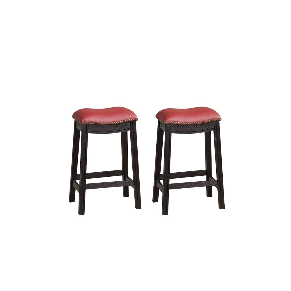 Burgundy PU Upholstery Counter Stool, Set of 2