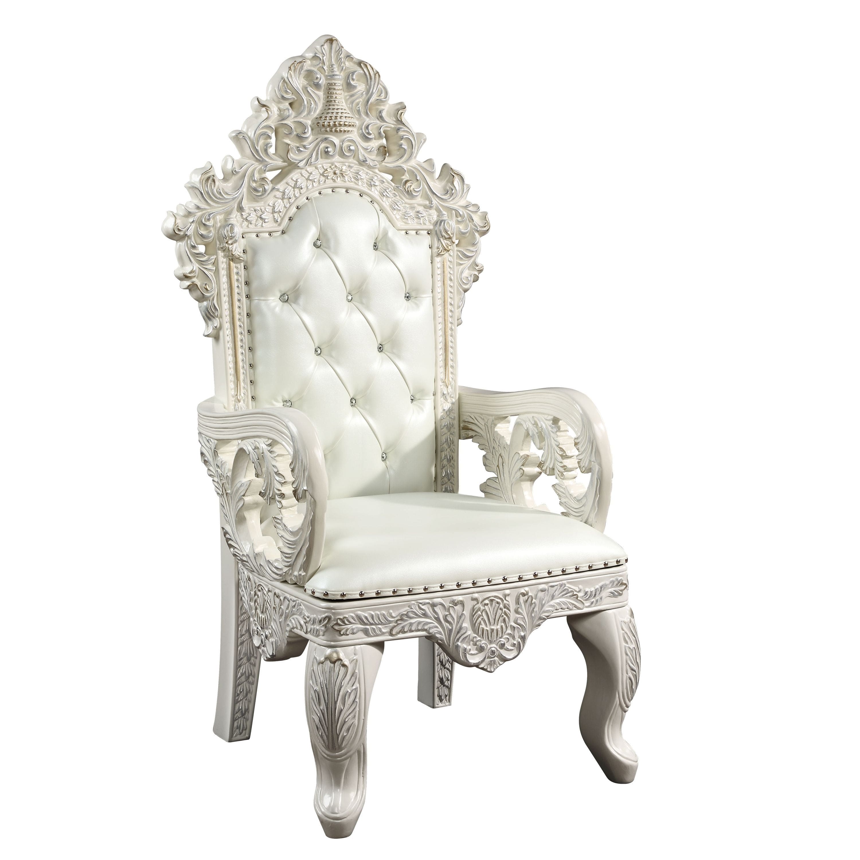 ACME Adara ARM CHAIR (SET-2) Pearl White PU & Antique White Finish DN01231