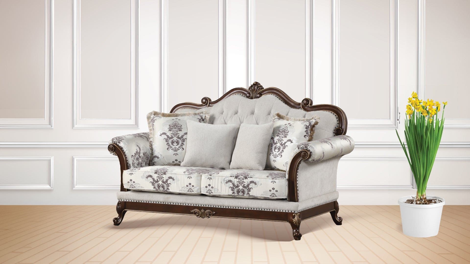 Gloria Traditional Style button tufted Loveseat