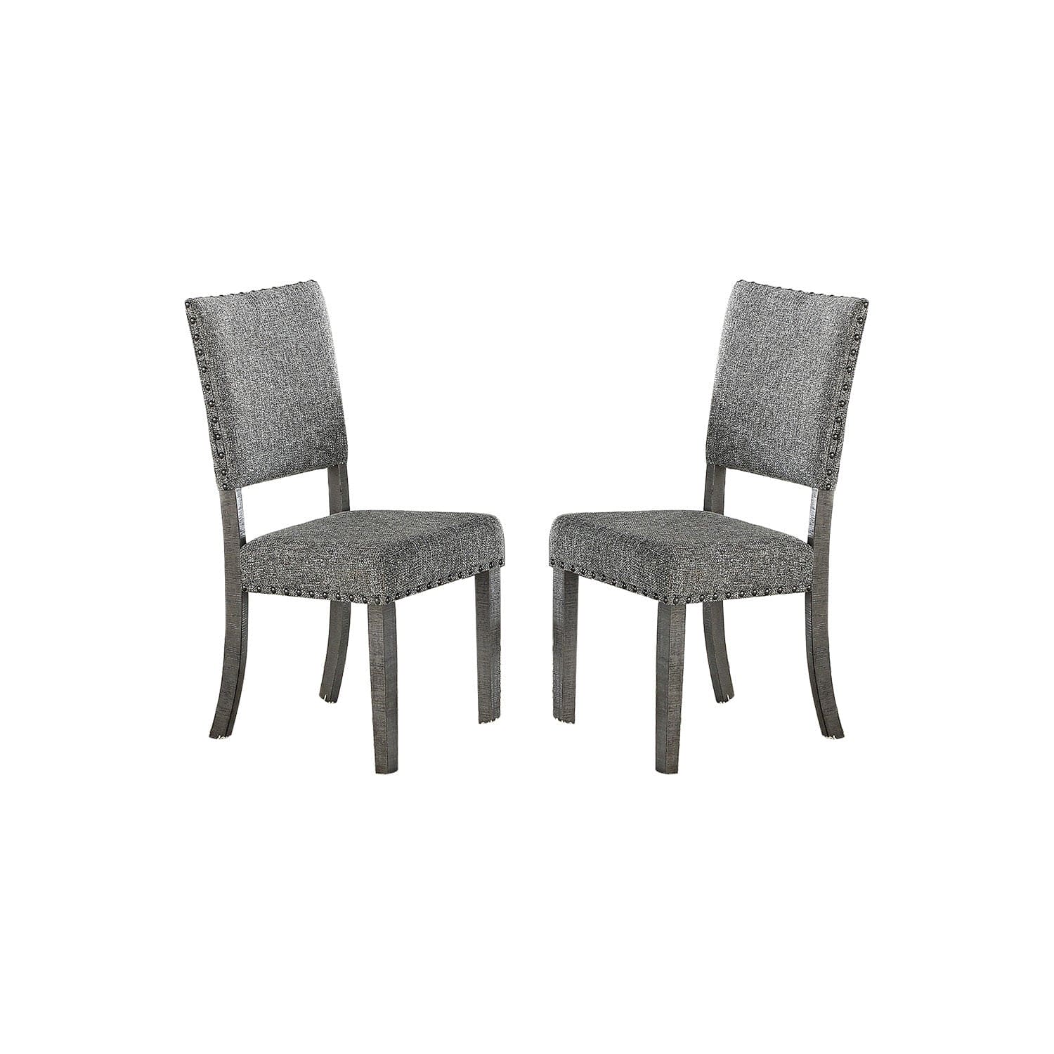 Set of 2 Upholstered Fabric Dining Chairs, Grey